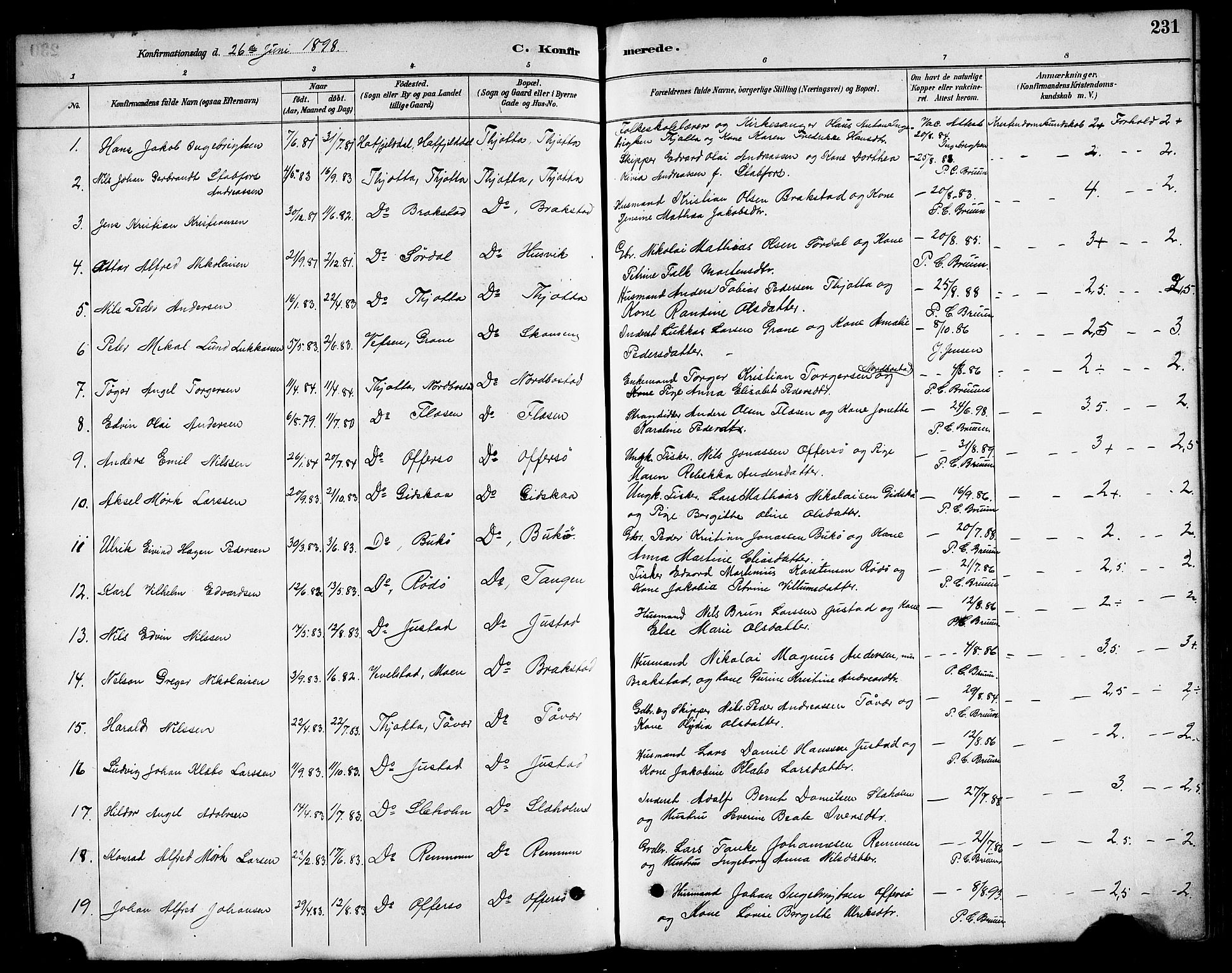 Ministerialprotokoller, klokkerbøker og fødselsregistre - Nordland, AV/SAT-A-1459/817/L0268: Klokkerbok nr. 817C03, 1884-1920, s. 231