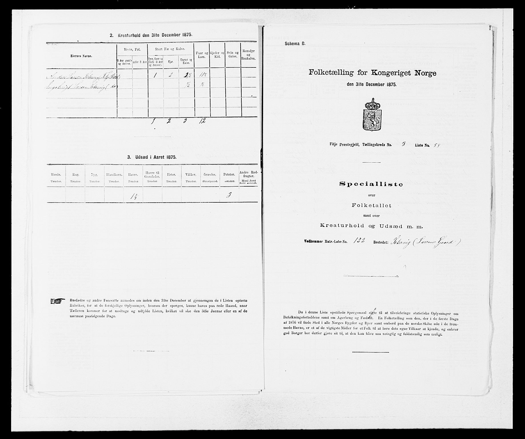 SAB, Folketelling 1875 for 1222P Fitjar prestegjeld, 1875, s. 439