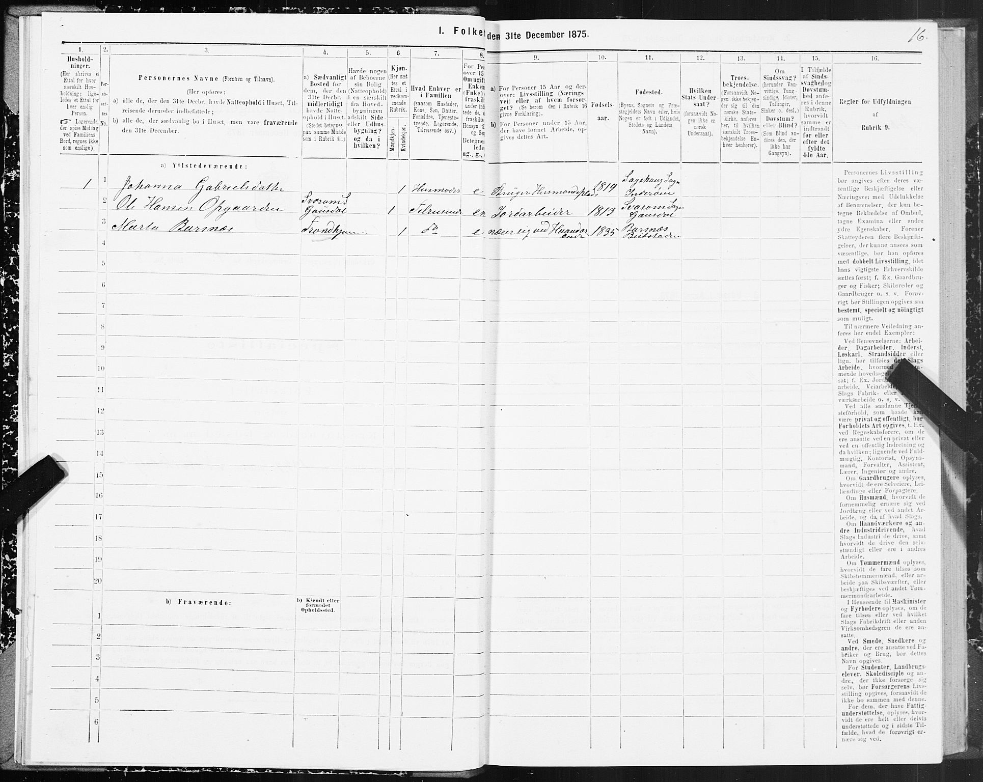 SAT, Folketelling 1875 for 1638P Orkdal prestegjeld, 1875, s. 1016