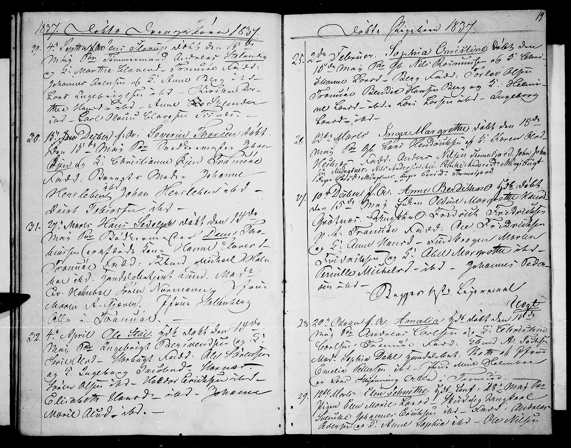 Tromsø sokneprestkontor/stiftsprosti/domprosti, AV/SATØ-S-1343/G/Gb/L0004klokker: Klokkerbok nr. 4, 1836-1840, s. 19