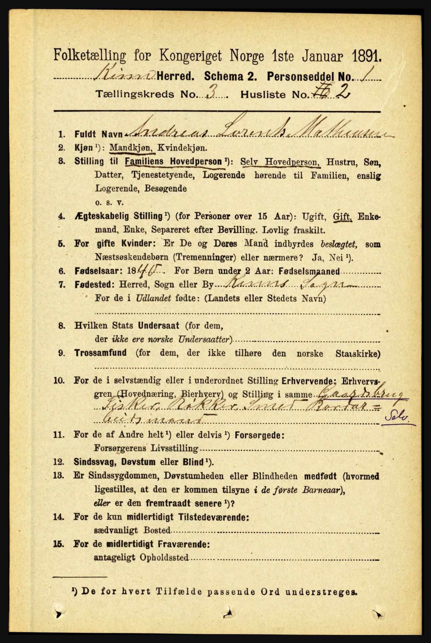 RA, Folketelling 1891 for 1437 Kinn herred, 1891, s. 947