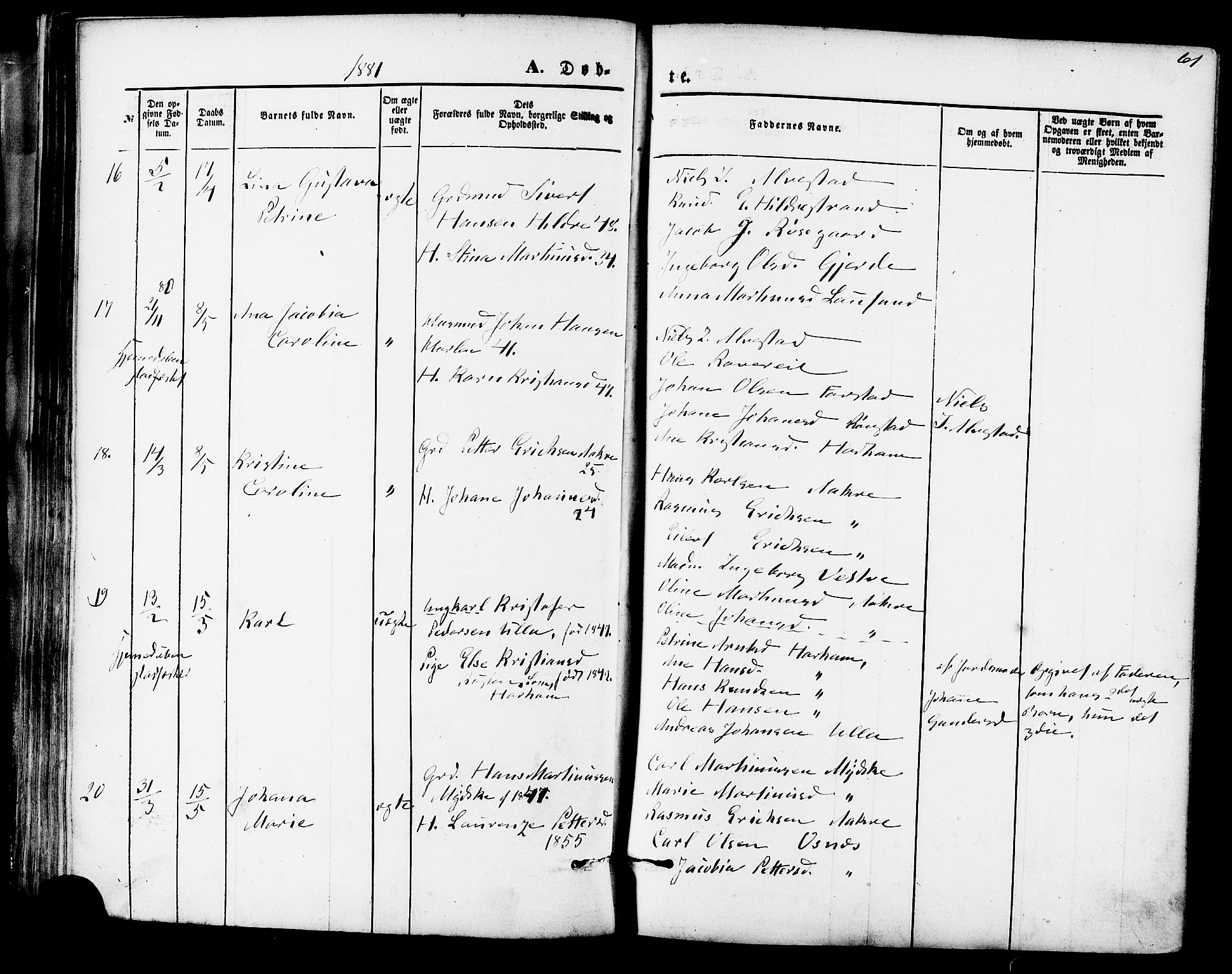 Ministerialprotokoller, klokkerbøker og fødselsregistre - Møre og Romsdal, AV/SAT-A-1454/536/L0500: Ministerialbok nr. 536A09, 1876-1889, s. 61