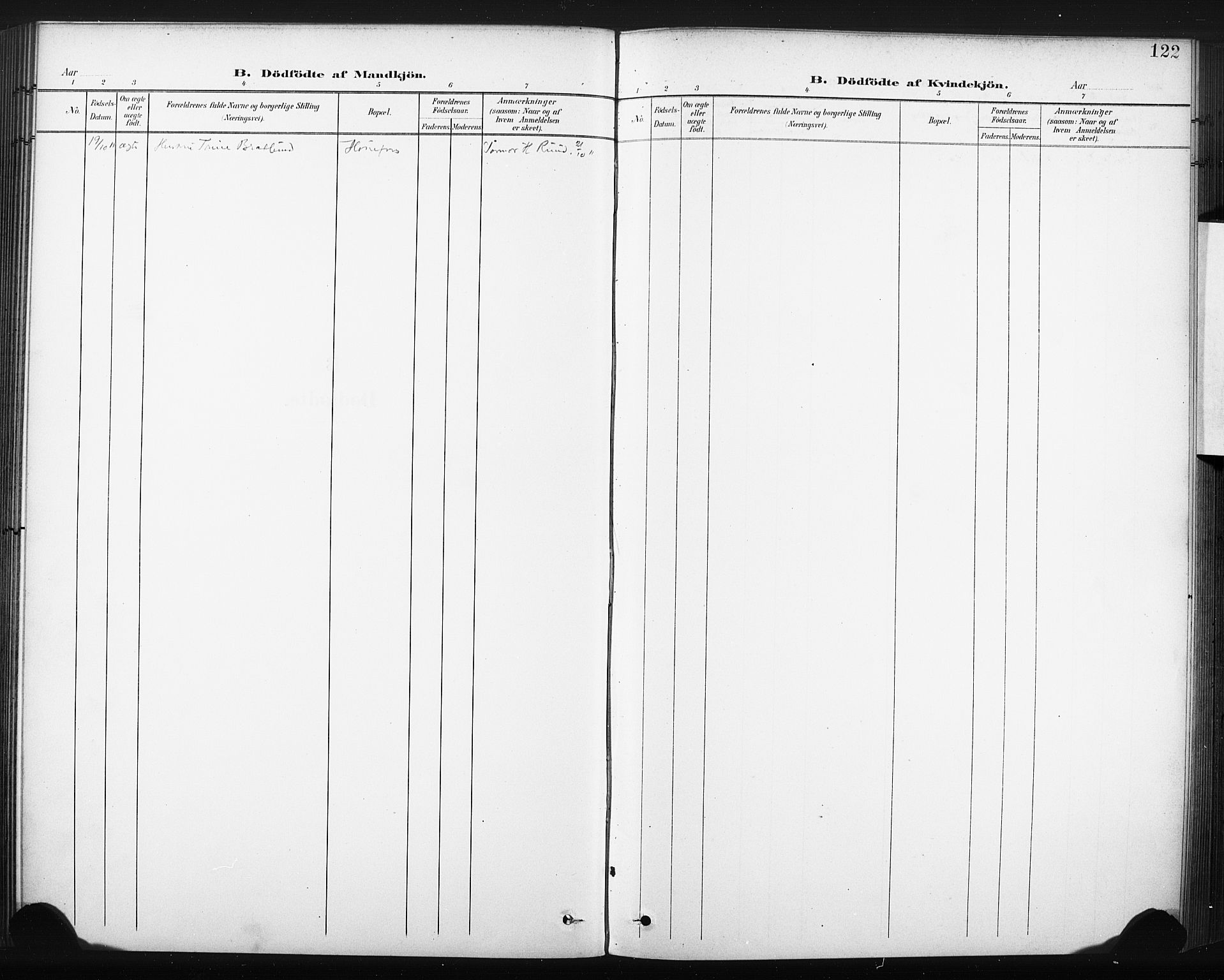 Hønefoss kirkebøker, SAKO/A-609/F/Fa/L0003: Ministerialbok nr. 3, 1900-1913, s. 122