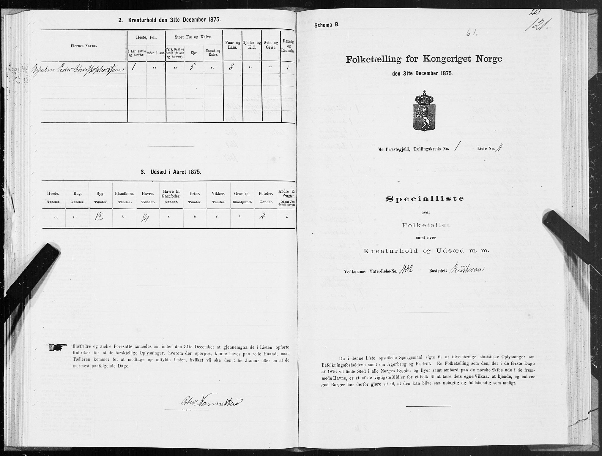 SAT, Folketelling 1875 for 1833P Mo prestegjeld, 1875, s. 1121