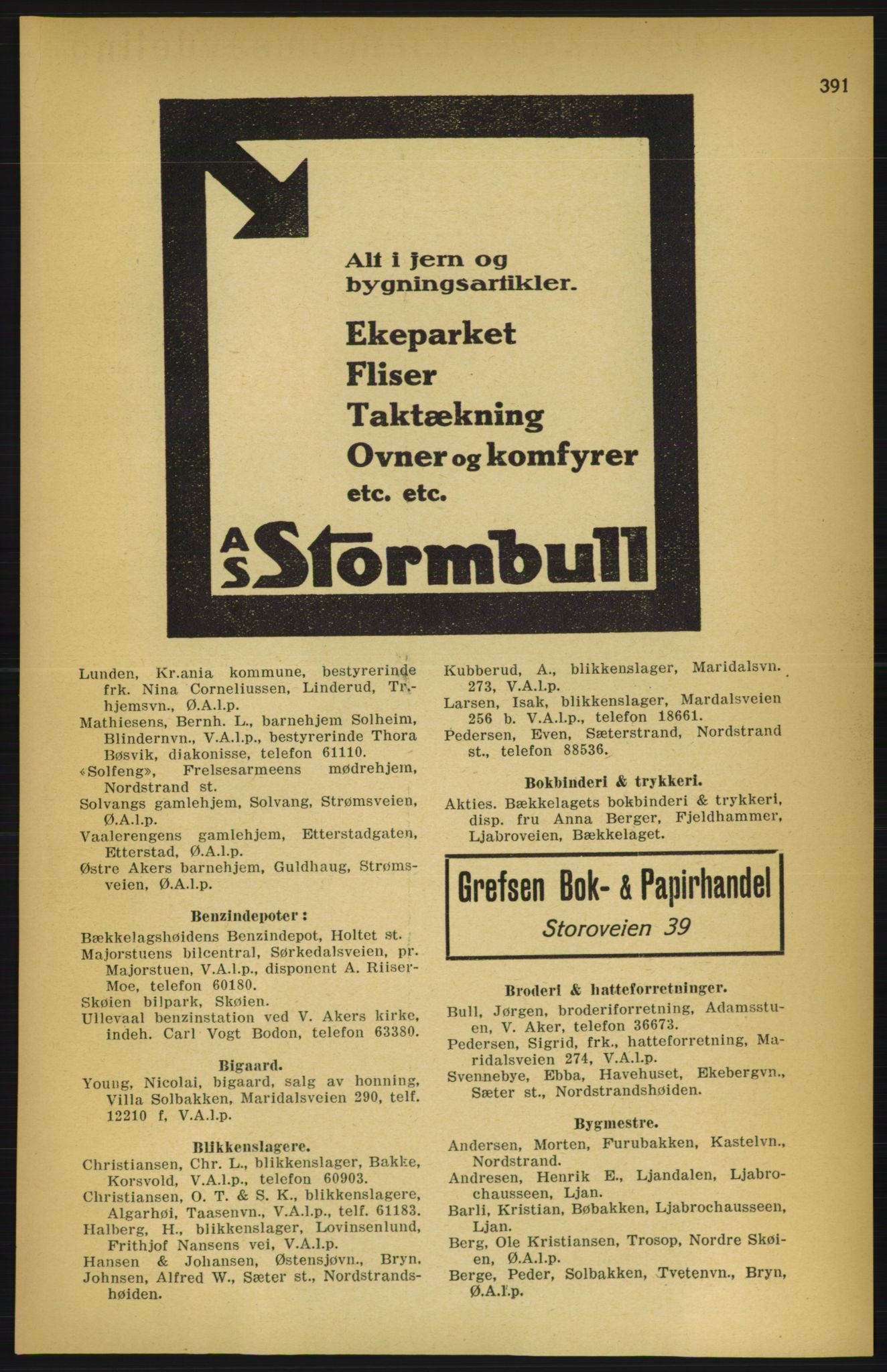 Aker adressebok/adressekalender, PUBL/001/A/003: Akers adressekalender, 1924-1925, s. 391