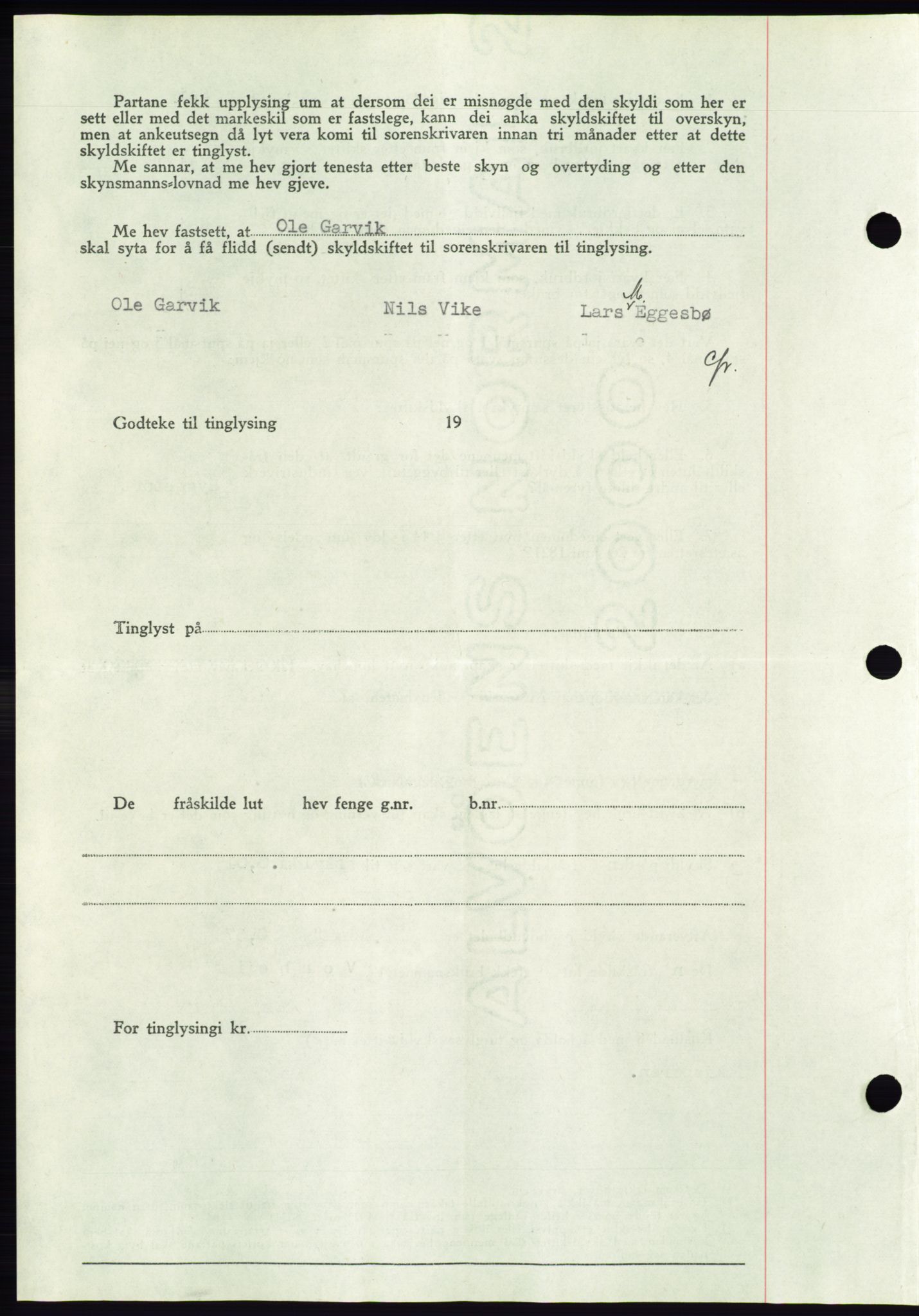 Søre Sunnmøre sorenskriveri, AV/SAT-A-4122/1/2/2C/L0075: Pantebok nr. 1A, 1943-1943, Dagboknr: 325/1943