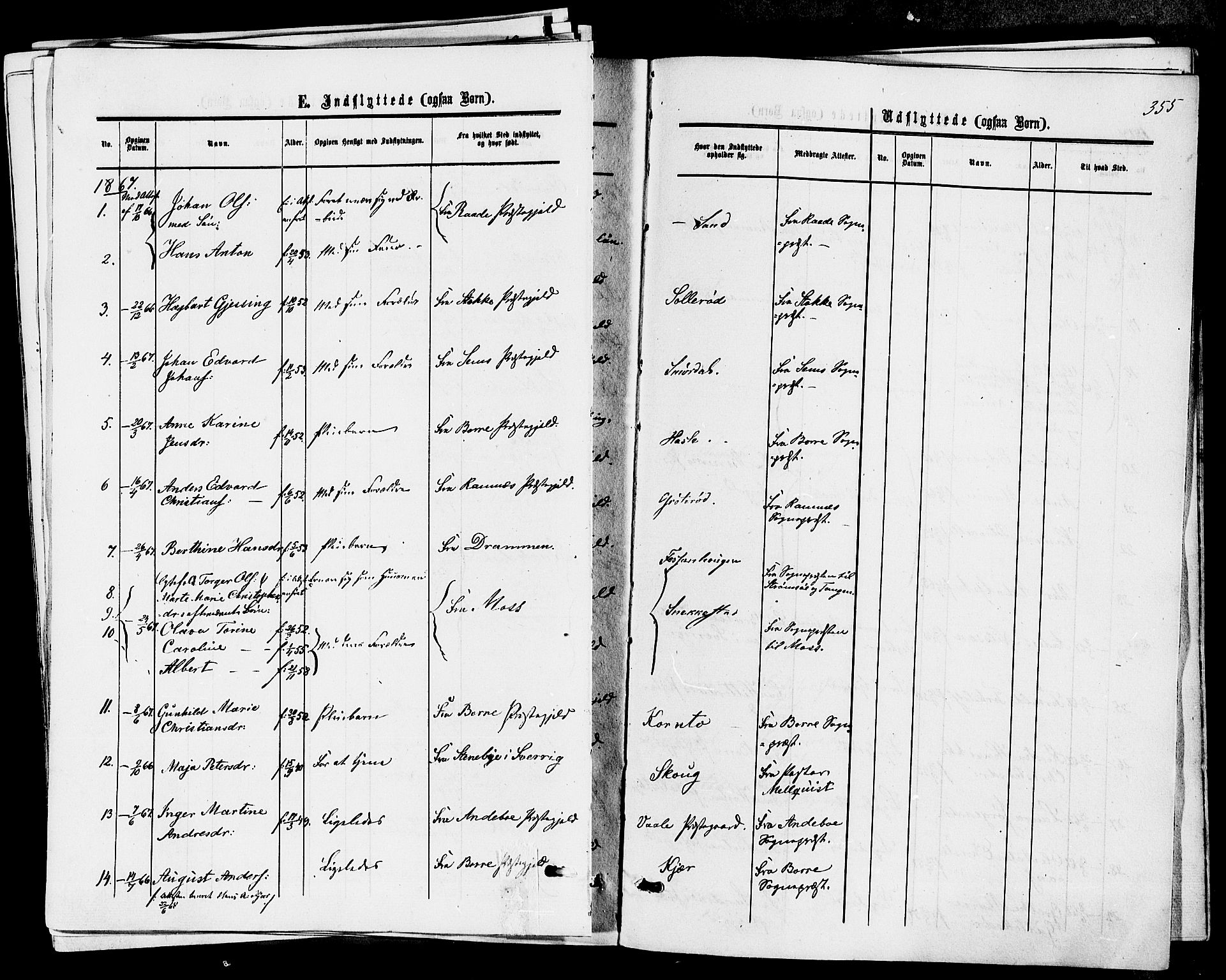 Våle kirkebøker, AV/SAKO-A-334/F/Fa/L0010: Ministerialbok nr. I 10, 1861-1877, s. 355