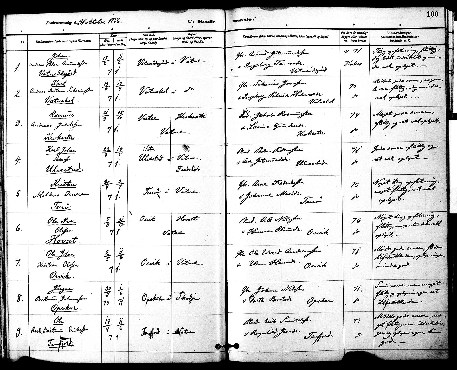 Ministerialprotokoller, klokkerbøker og fødselsregistre - Møre og Romsdal, SAT/A-1454/525/L0374: Ministerialbok nr. 525A04, 1880-1899, s. 100