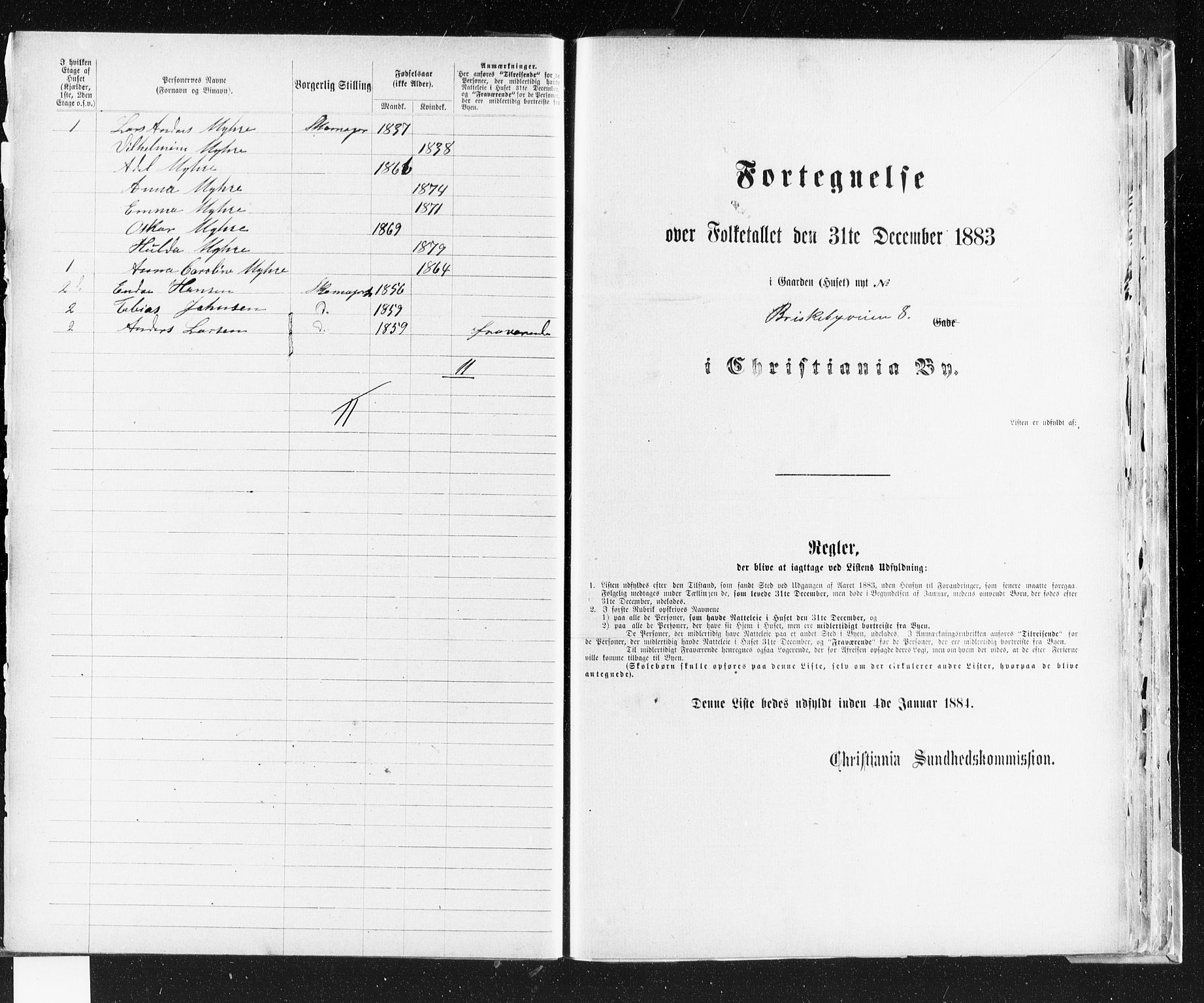OBA, Kommunal folketelling 31.12.1883 for Kristiania kjøpstad, 1883, s. 540