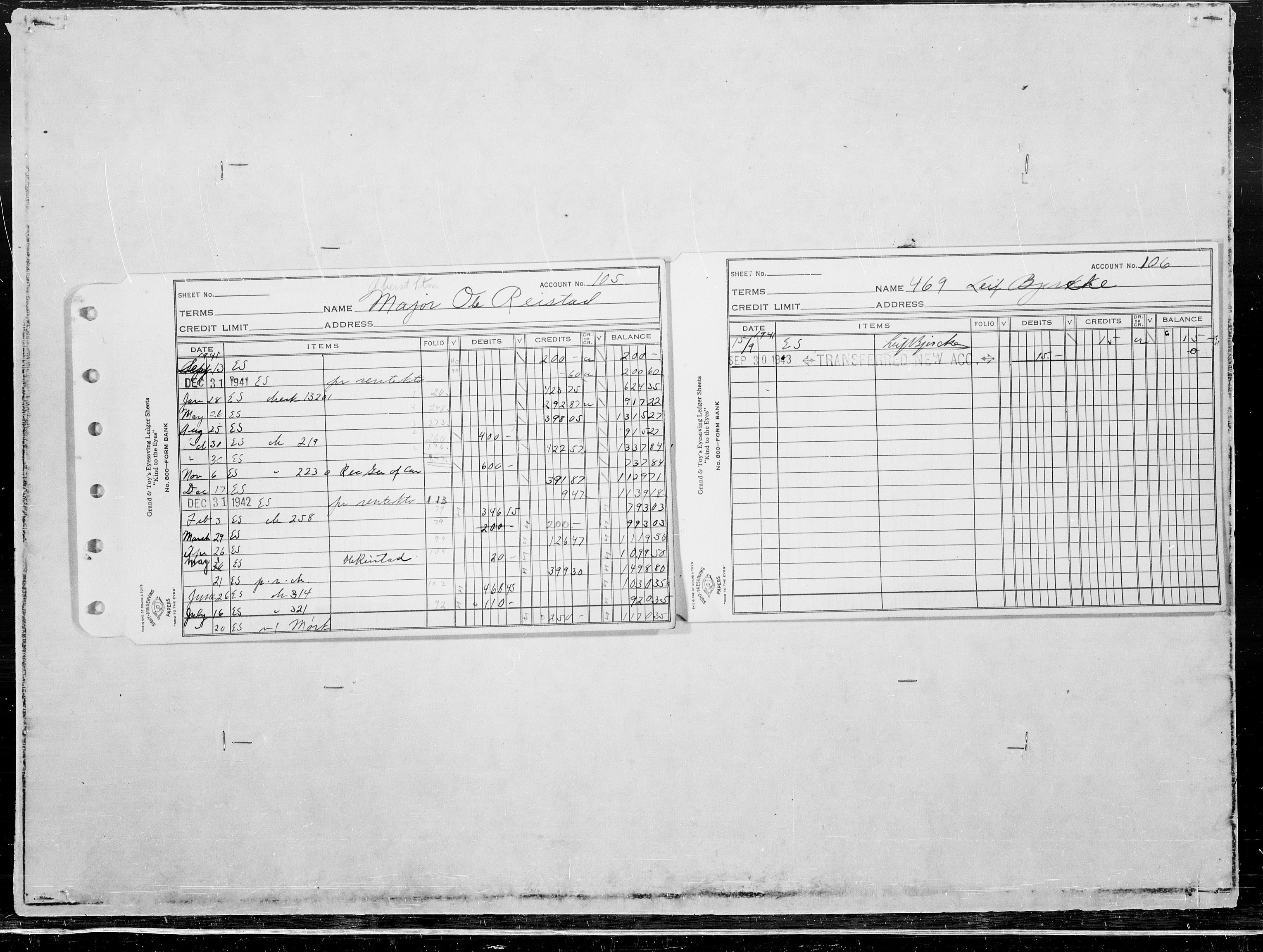 Forsvaret, Flyvåpnenes treningsleir 1940-1945, AV/RA-RAFA-3974/V/L0022: Regnskaper.  Se "Index" for detaljert oversikt over innholdet., 1940-1945