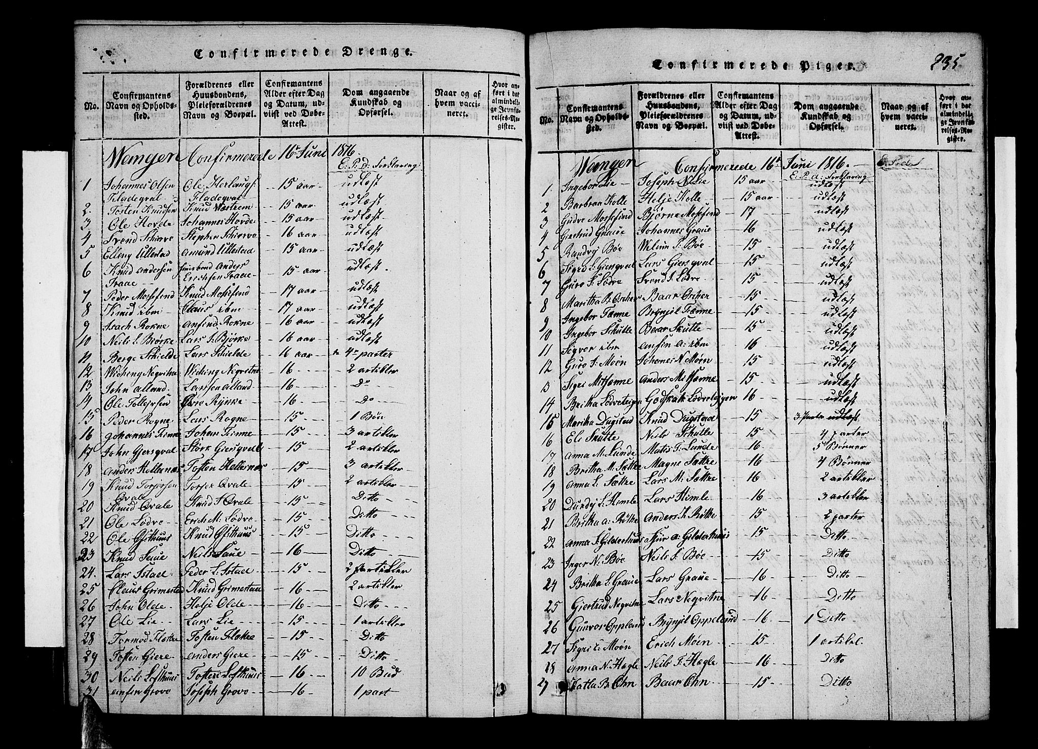 Voss sokneprestembete, AV/SAB-A-79001/H/Hab: Klokkerbok nr. A 1, 1816-1818, s. 235