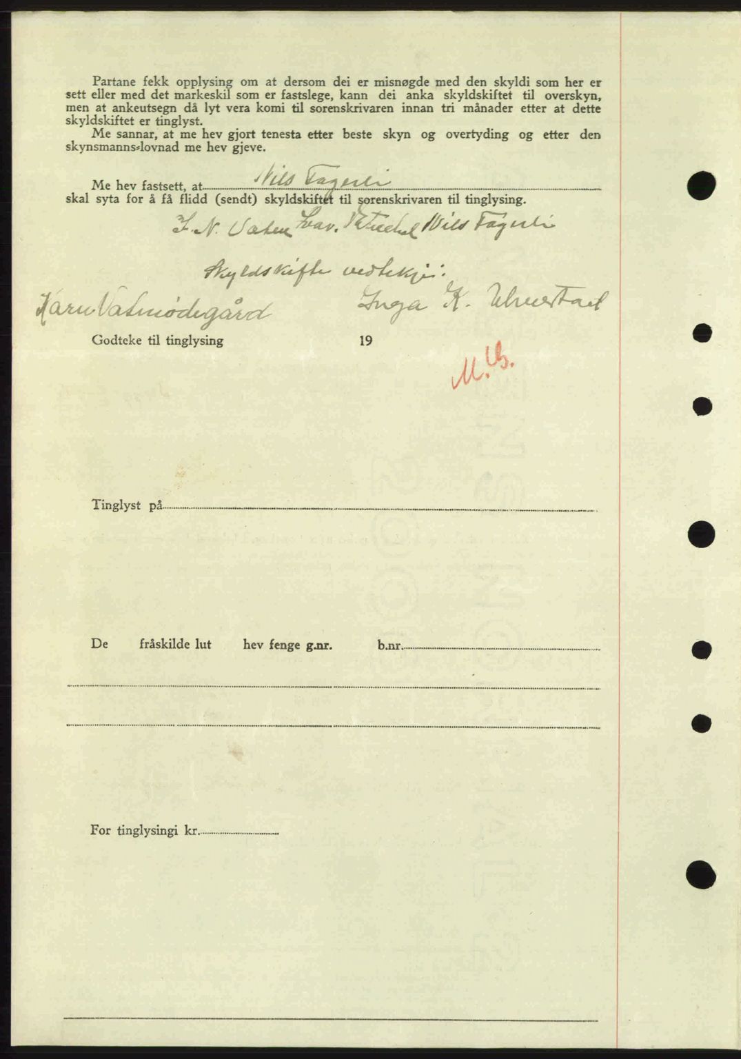 Nordre Sunnmøre sorenskriveri, AV/SAT-A-0006/1/2/2C/2Ca: Pantebok nr. A24, 1947-1947, Dagboknr: 630/1947