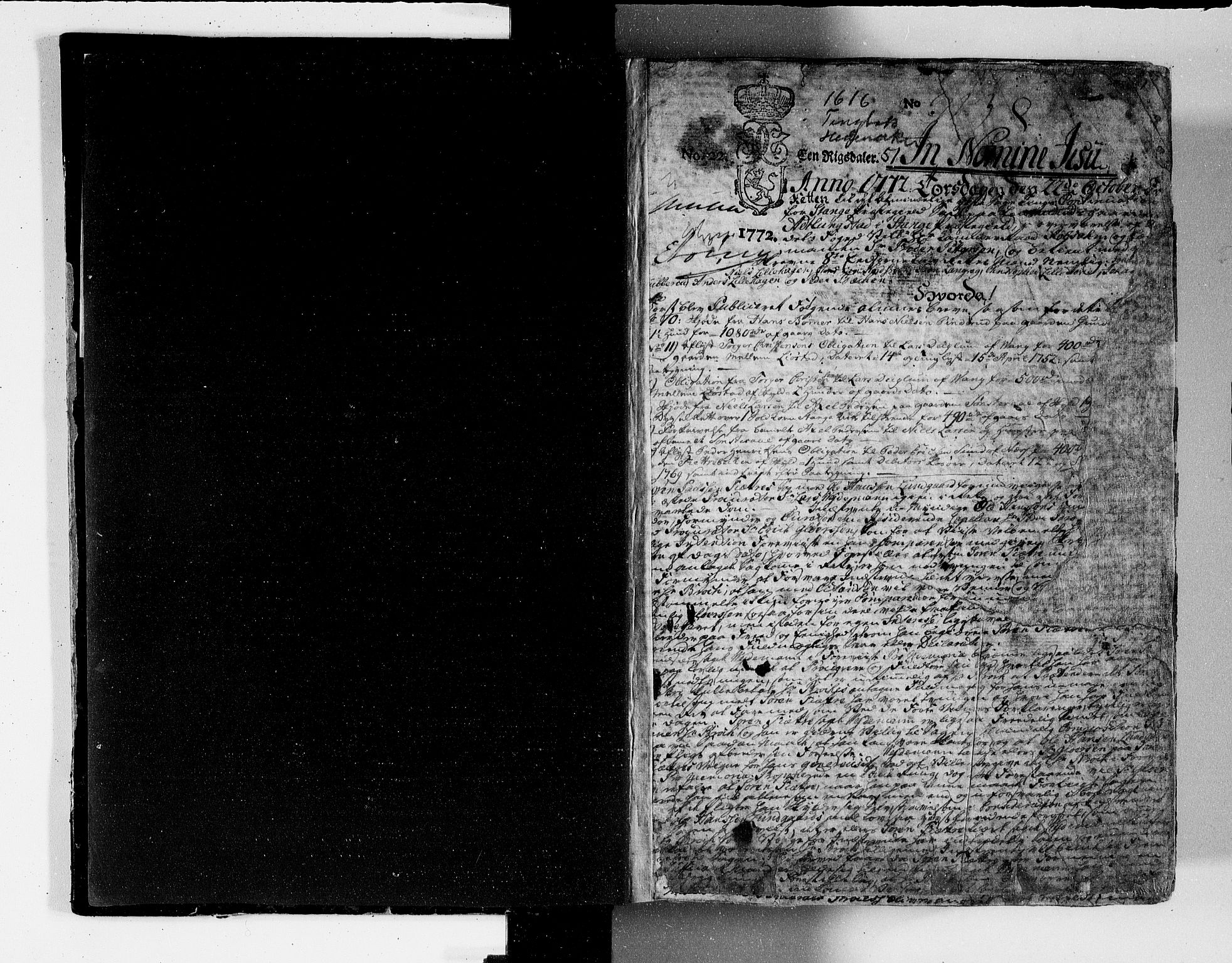 Hedemarken sorenskriveri, SAH/TING-034/G/Gb/L0052: Tingbok, 1772-1776, s. 0b-1a