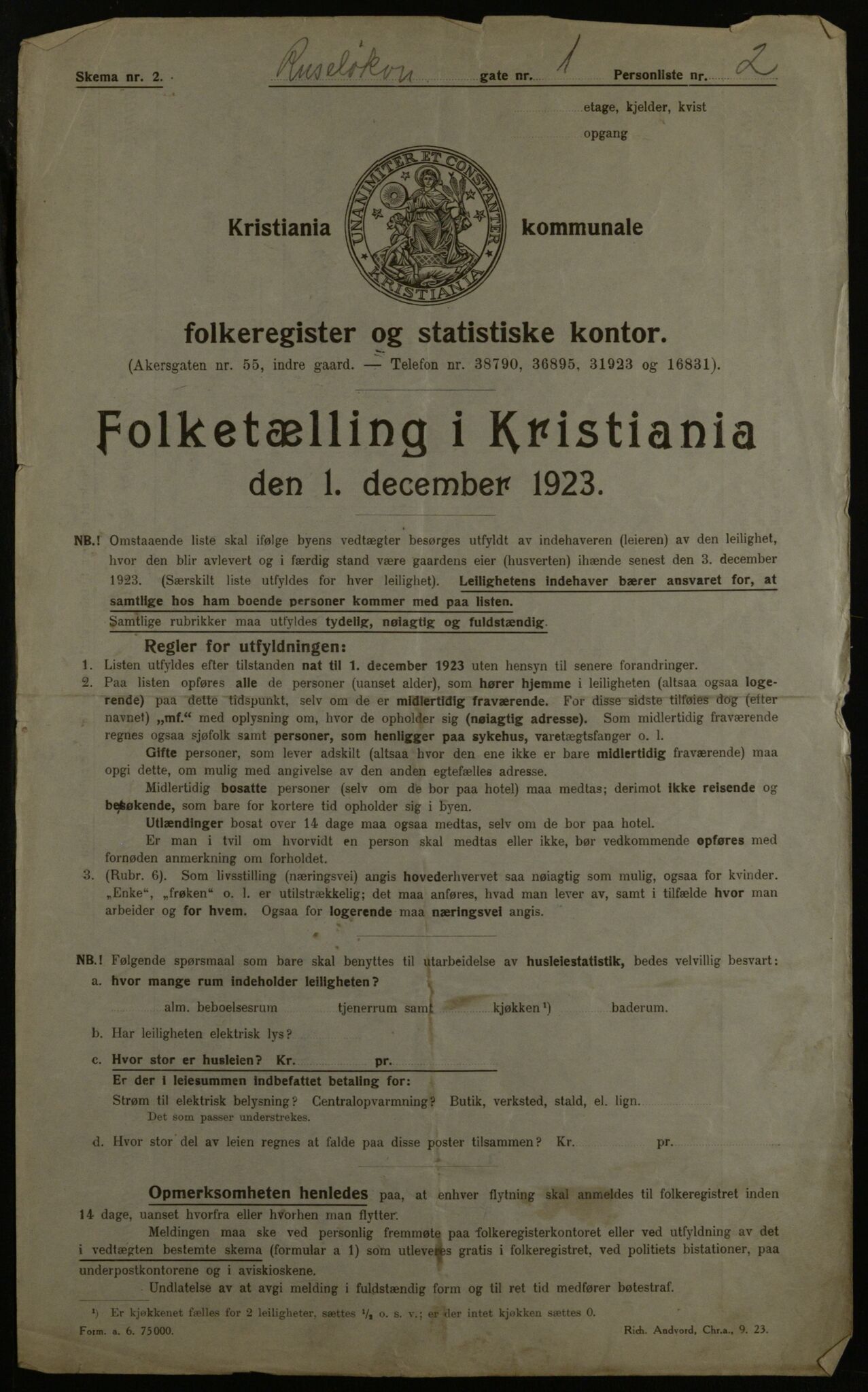 OBA, Kommunal folketelling 1.12.1923 for Kristiania, 1923, s. 93483