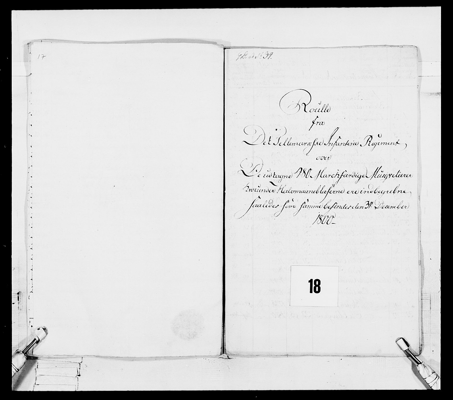 Generalitets- og kommissariatskollegiet, Det kongelige norske kommissariatskollegium, AV/RA-EA-5420/E/Eh/L0114: Telemarkske nasjonale infanteriregiment, 1789-1802, s. 166