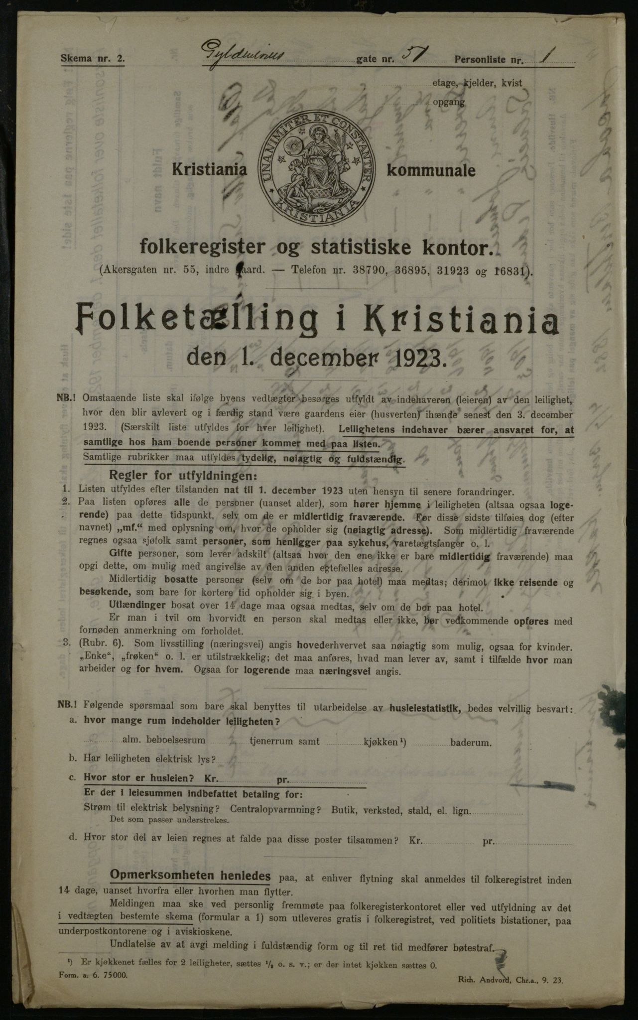 OBA, Kommunal folketelling 1.12.1923 for Kristiania, 1923, s. 36583