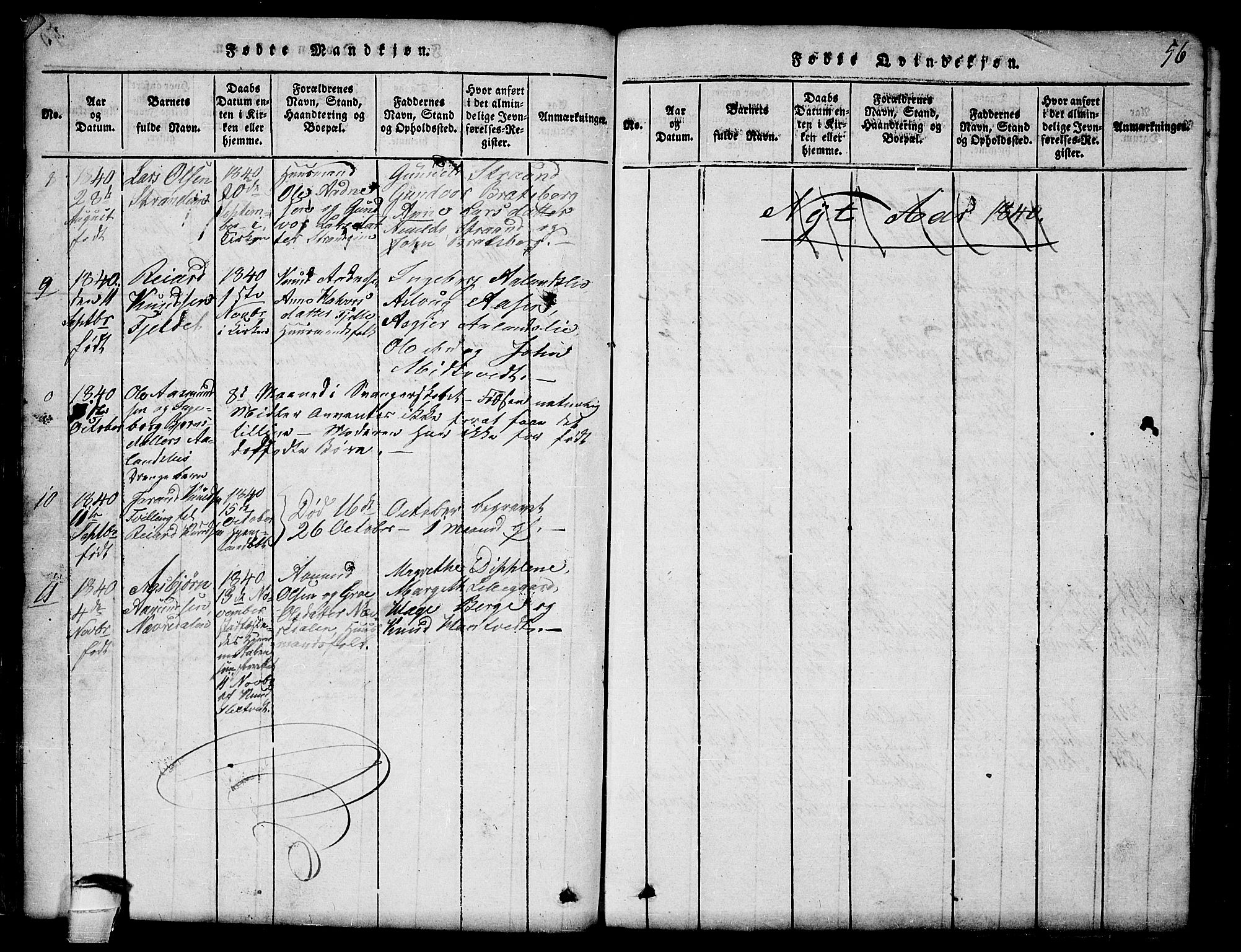 Lårdal kirkebøker, AV/SAKO-A-284/G/Ga/L0001: Klokkerbok nr. I 1, 1815-1861, s. 56