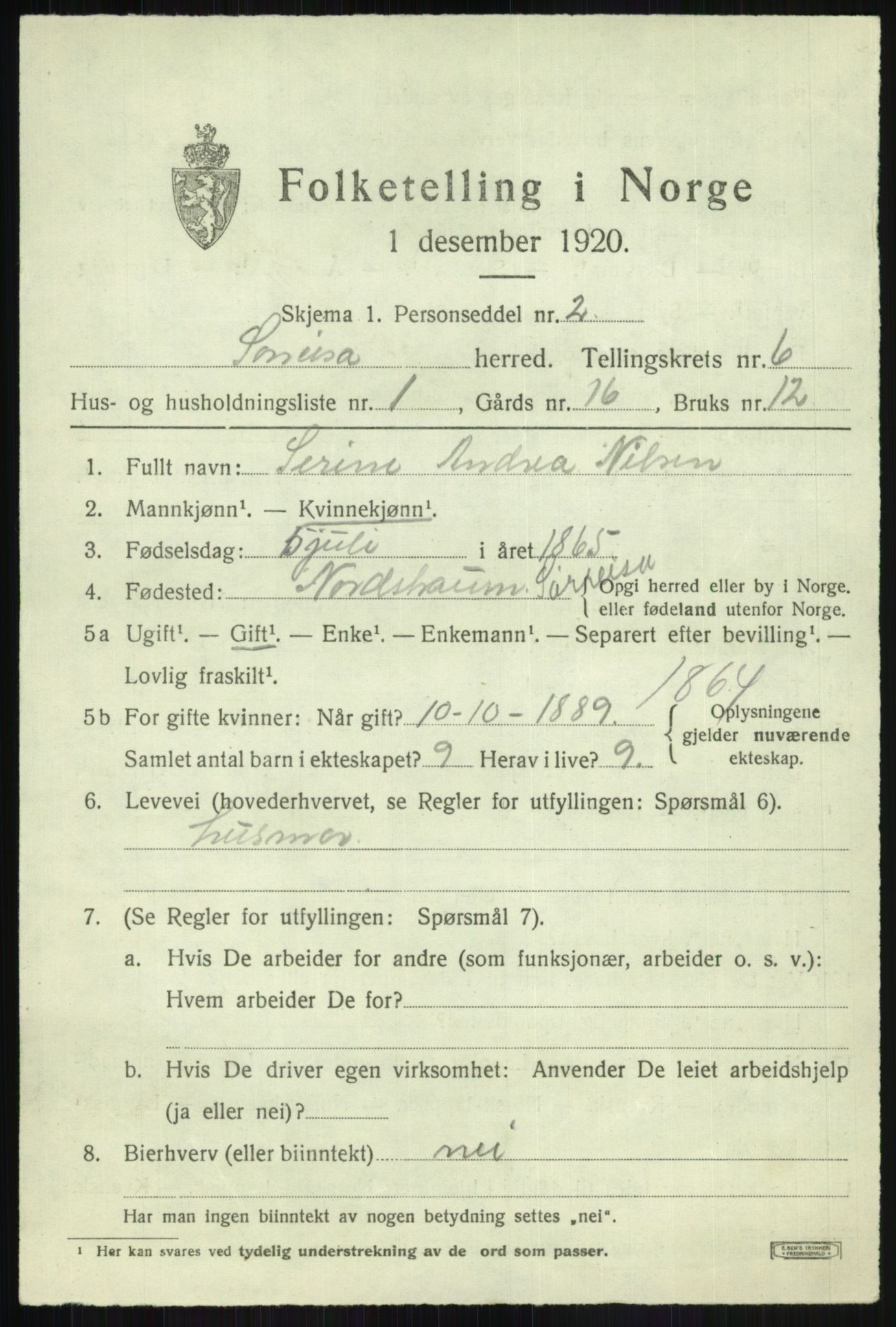 SATØ, Folketelling 1920 for 1925 Sørreisa herred, 1920, s. 2974