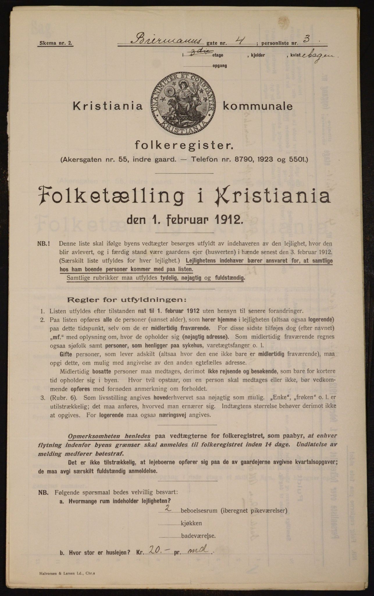 OBA, Kommunal folketelling 1.2.1912 for Kristiania, 1912, s. 4793