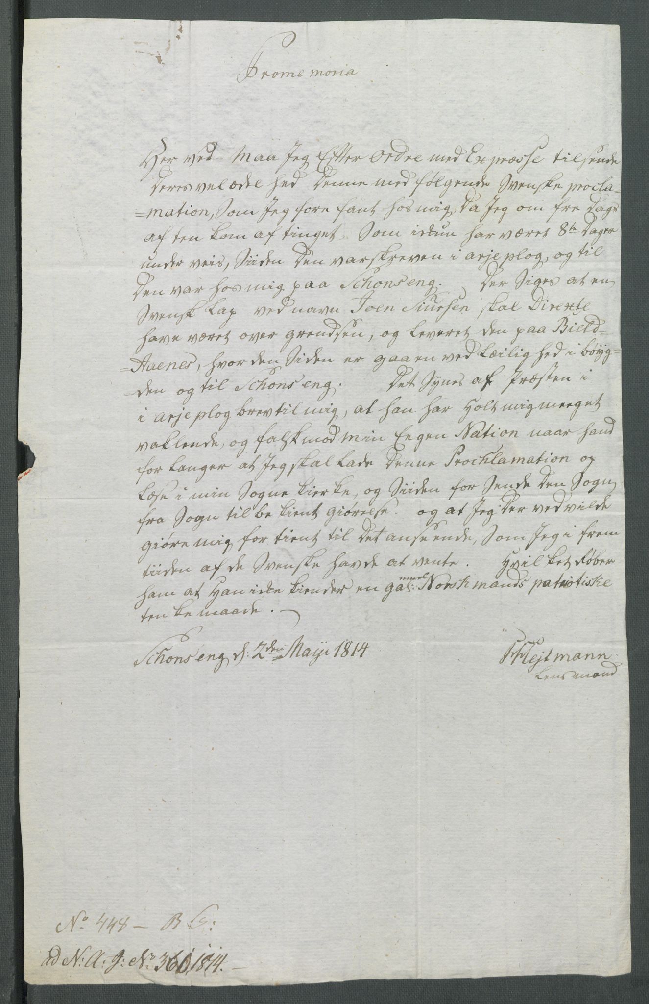 Forskjellige samlinger, Historisk-kronologisk samling, AV/RA-EA-4029/G/Ga/L0009A: Historisk-kronologisk samling. Dokumenter fra januar og ut september 1814. , 1814, s. 112