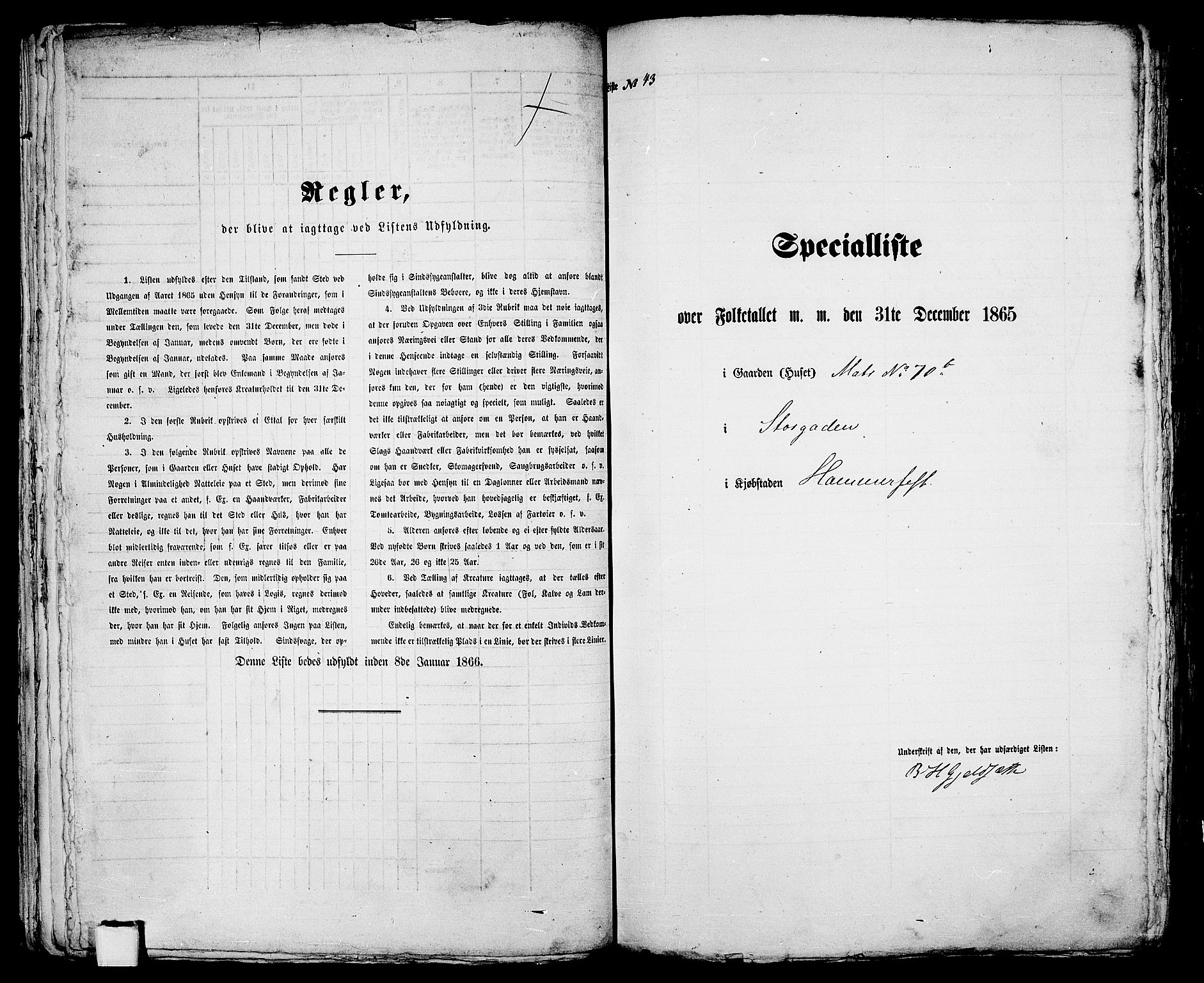 RA, Folketelling 1865 for 2001B Hammerfest prestegjeld, Hammerfest kjøpstad, 1865, s. 93