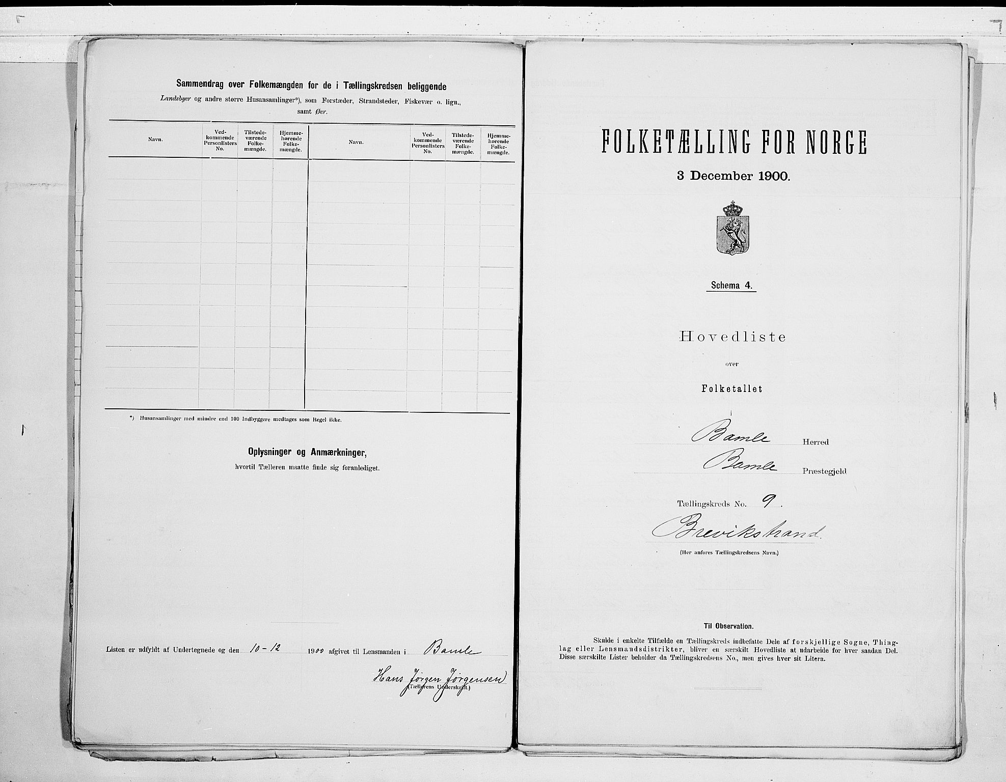 SAKO, Folketelling 1900 for 0814 Bamble herred, 1900, s. 20