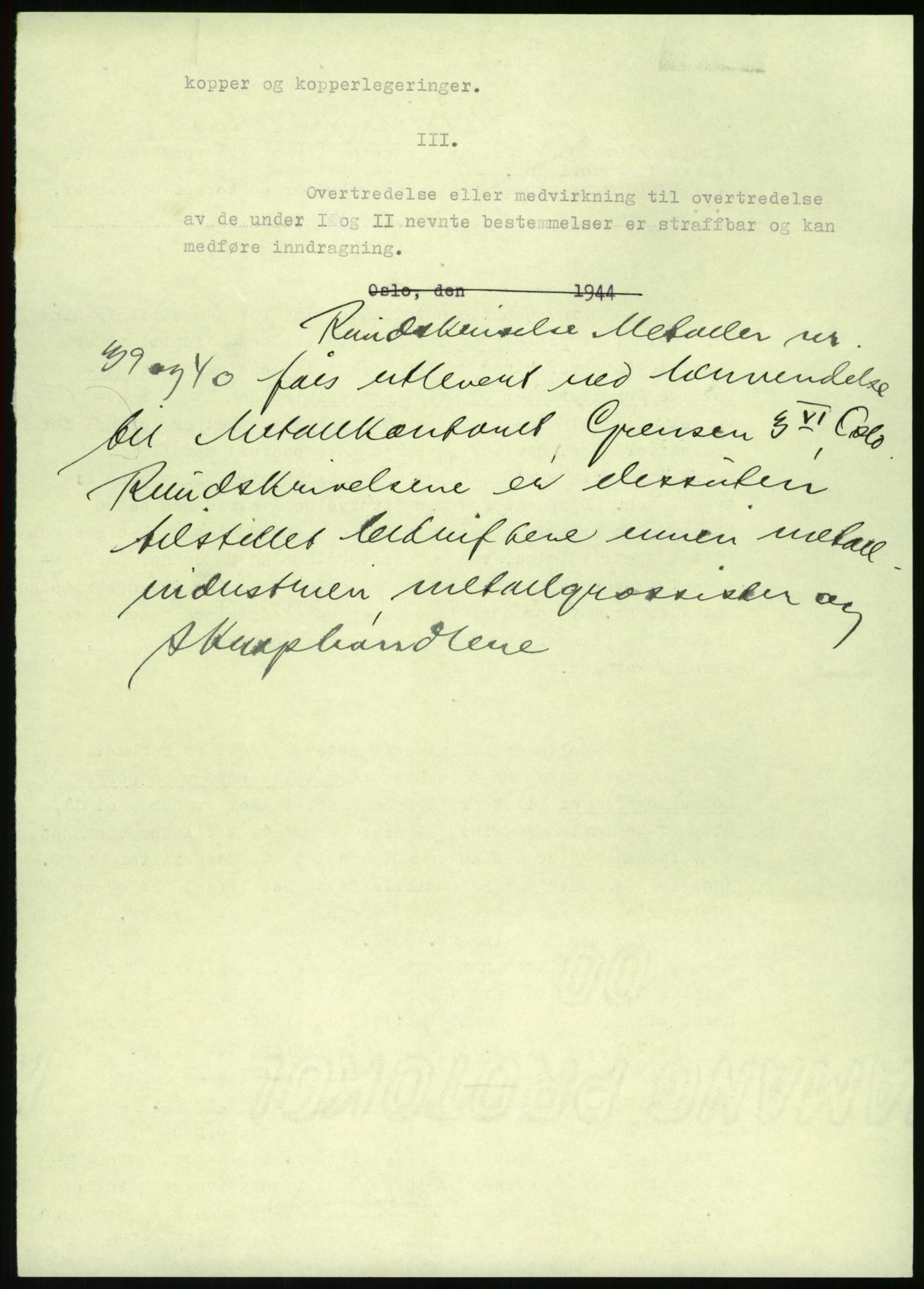 Direktoratet for industriforsyning, Sekretariatet, AV/RA-S-4153/D/Df/L0054: 9. Metallkontoret, 1940-1945, s. 1772