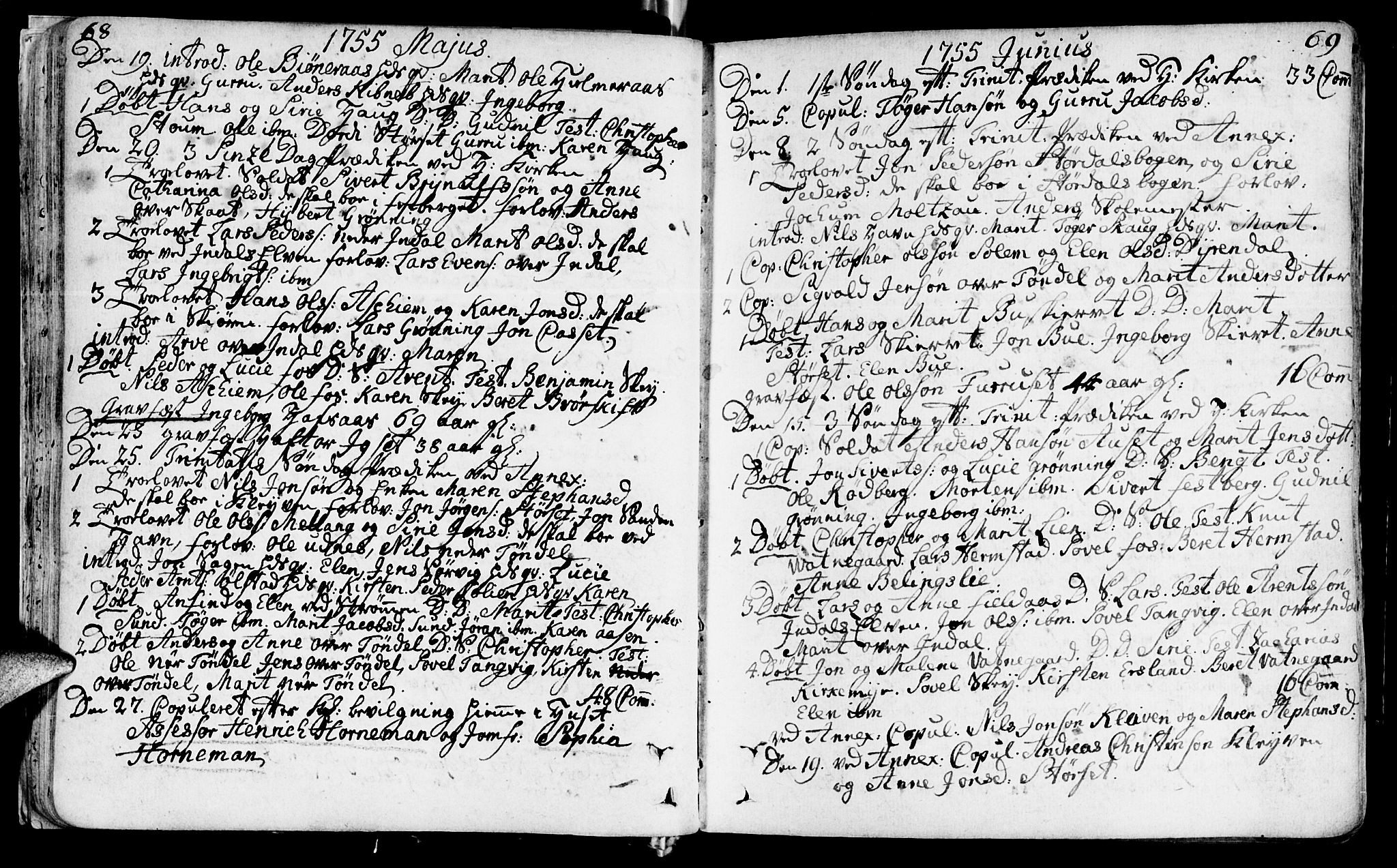 Ministerialprotokoller, klokkerbøker og fødselsregistre - Sør-Trøndelag, AV/SAT-A-1456/646/L0605: Ministerialbok nr. 646A03, 1751-1790, s. 68-69