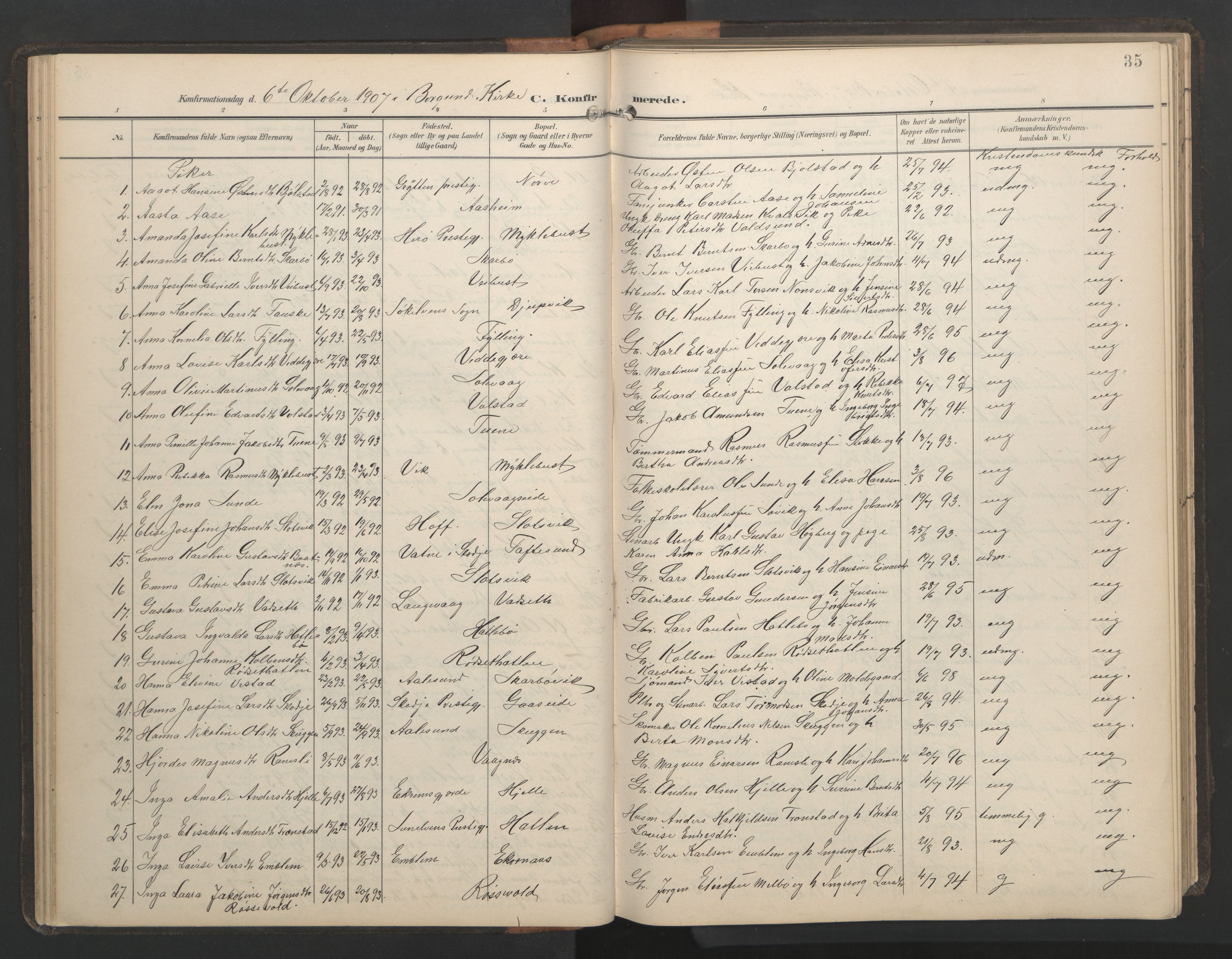 Ministerialprotokoller, klokkerbøker og fødselsregistre - Møre og Romsdal, AV/SAT-A-1454/528/L0433: Klokkerbok nr. 528C14, 1899-1922, s. 35