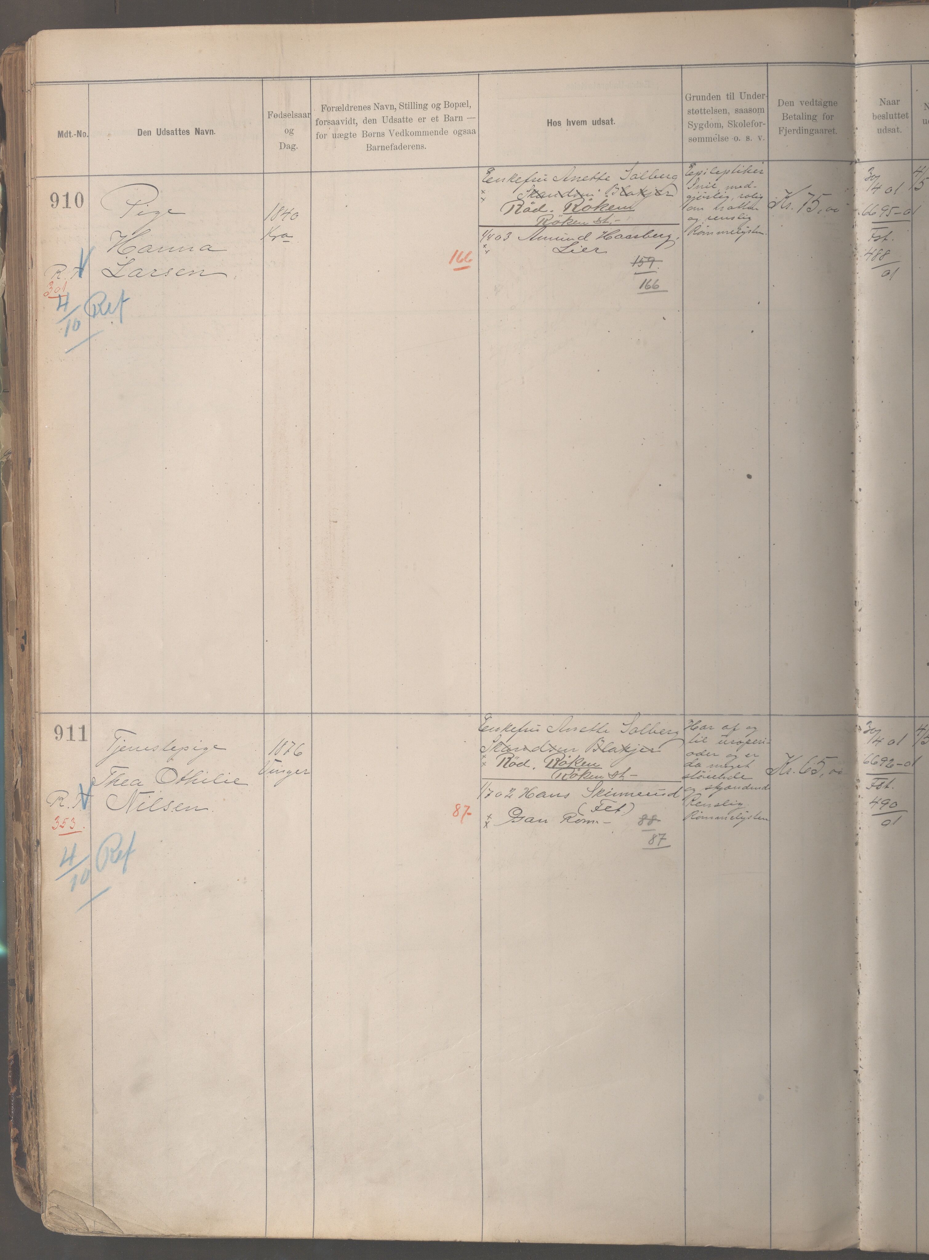 Fattigvesenet, OBA/A-20045/H/Hb/L0004: Manntallsprotokoll. Mnr. 400-1001, 1888-1901, s. 333a