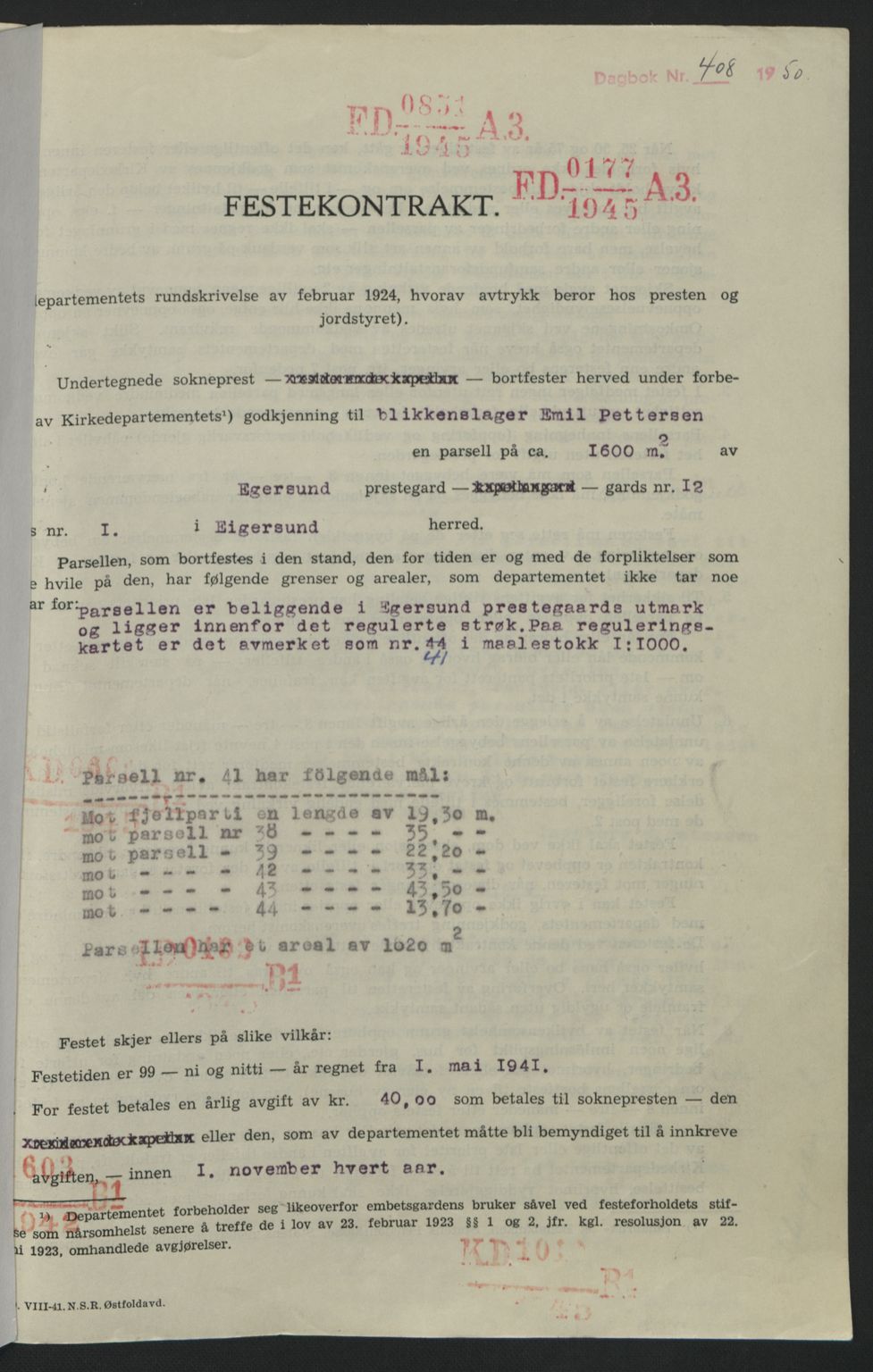 Dalane sorenskriveri, SAST/A-100309/02/G/Gb/L0054: Pantebok nr. A14, 1949-1950, Dagboknr: 408/1950