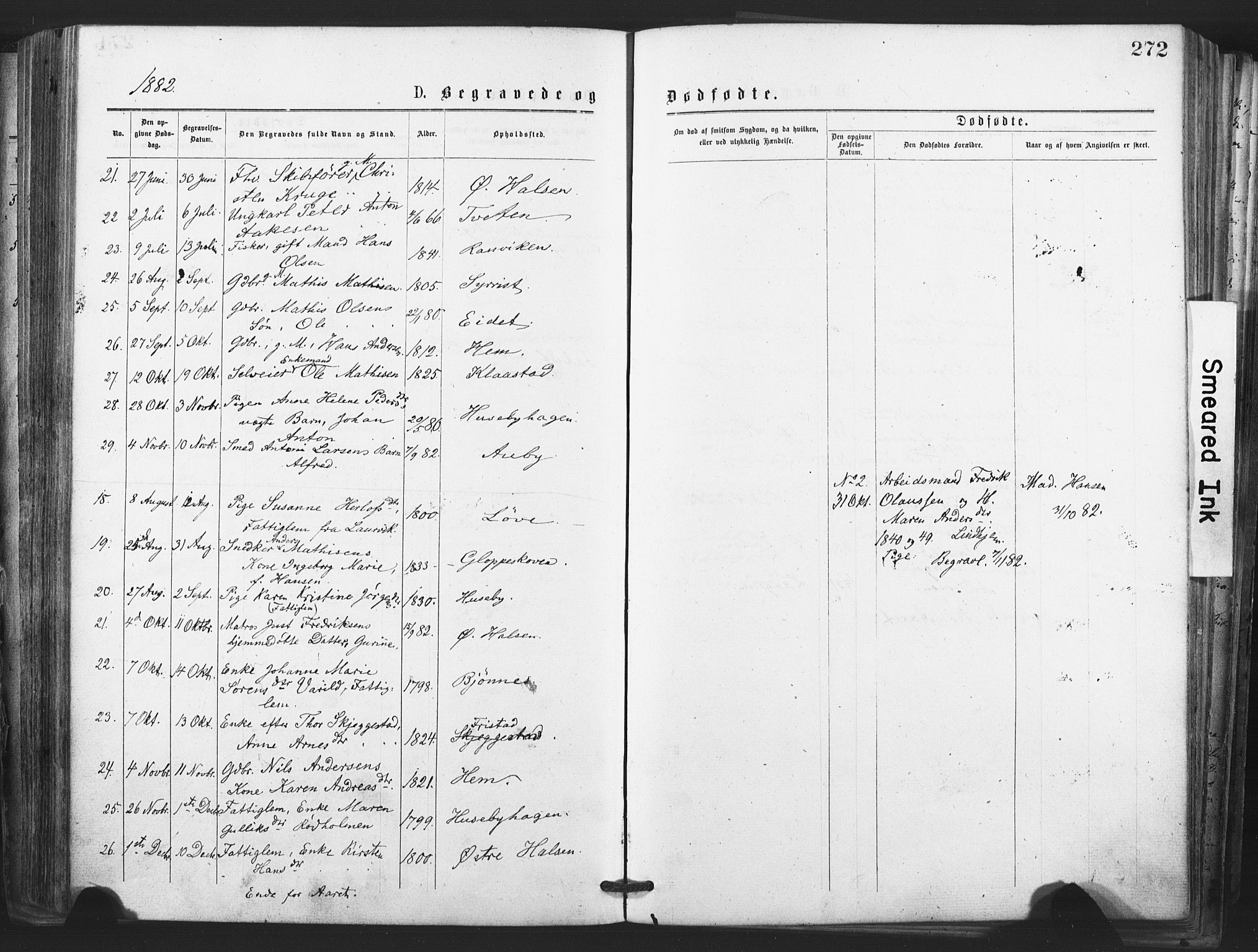 Tjølling kirkebøker, AV/SAKO-A-60/F/Fa/L0008: Ministerialbok nr. 8, 1877-1886, s. 272