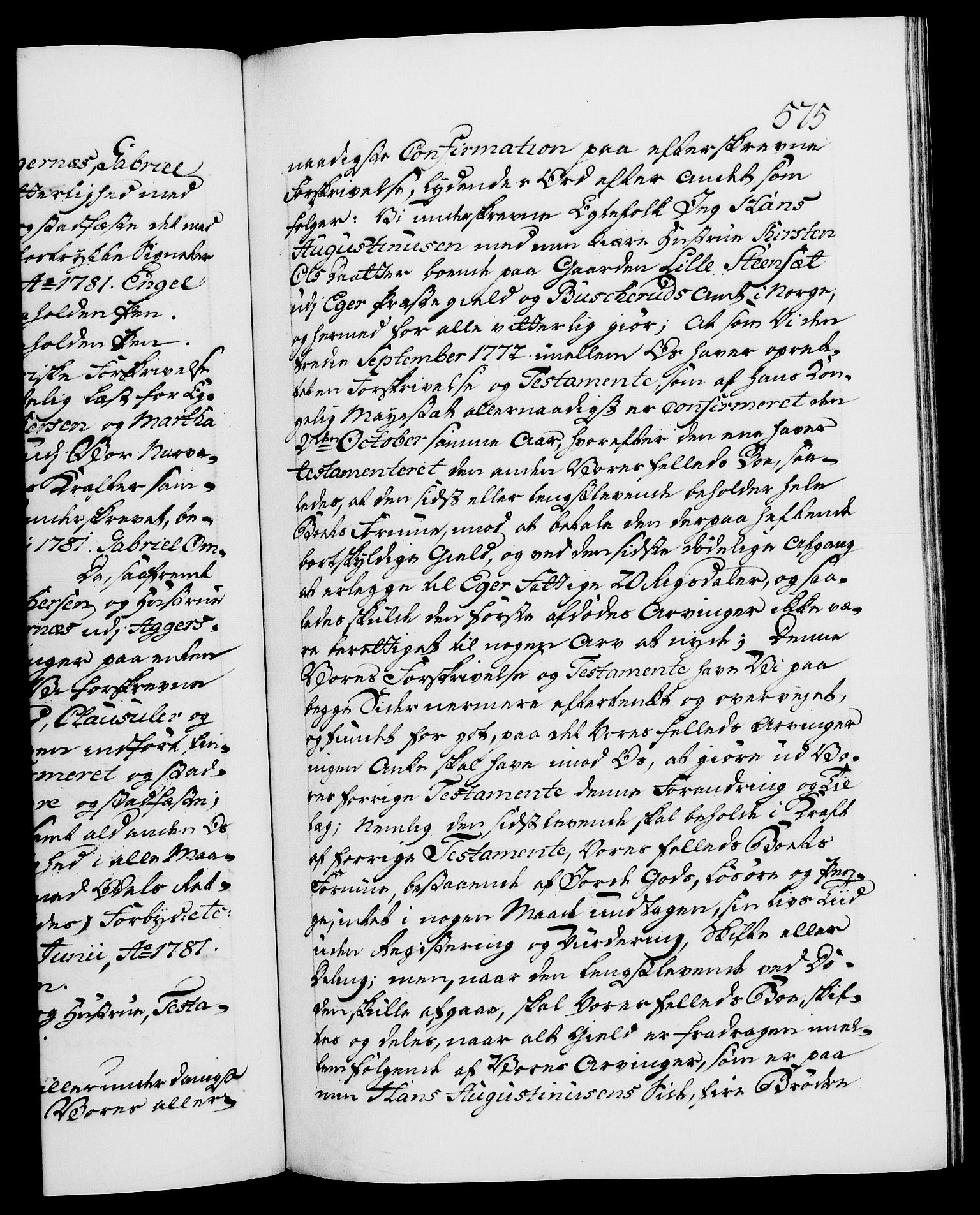 Danske Kanselli 1572-1799, AV/RA-EA-3023/F/Fc/Fca/Fcaa/L0048: Norske registre, 1779-1781, s. 575a