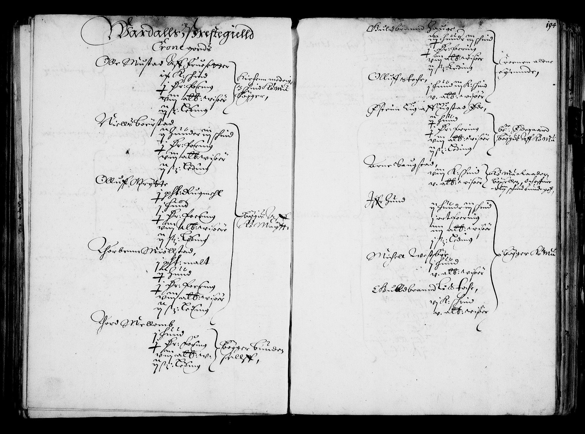 Rentekammeret inntil 1814, Realistisk ordnet avdeling, RA/EA-4070/N/Na/L0001: [XI f]: Akershus stifts jordebok, 1652, s. 193b-194a