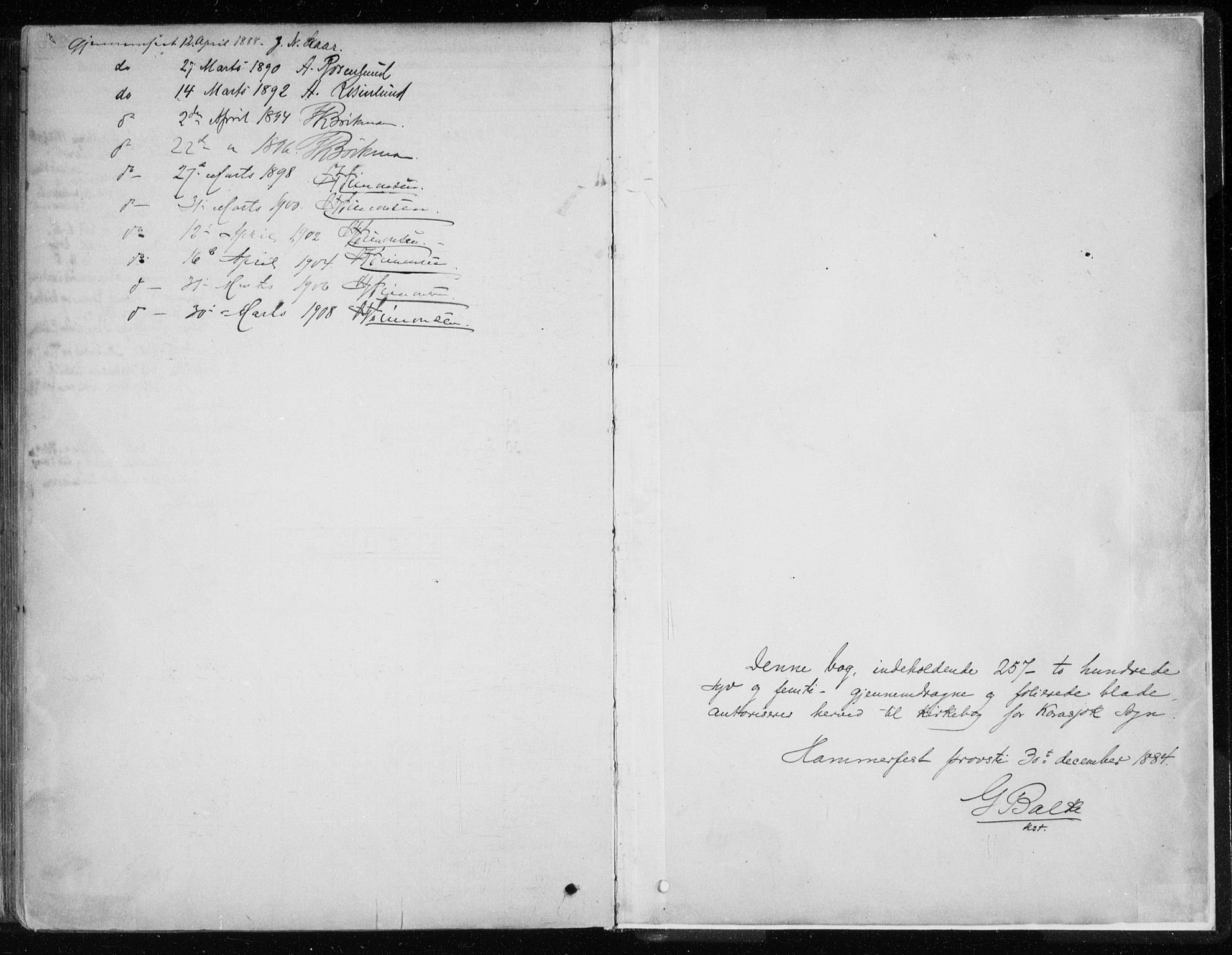 Karasjok sokneprestkontor, AV/SATØ-S-1352/H/Ha/L0002kirke: Ministerialbok nr. 2, 1885-1906