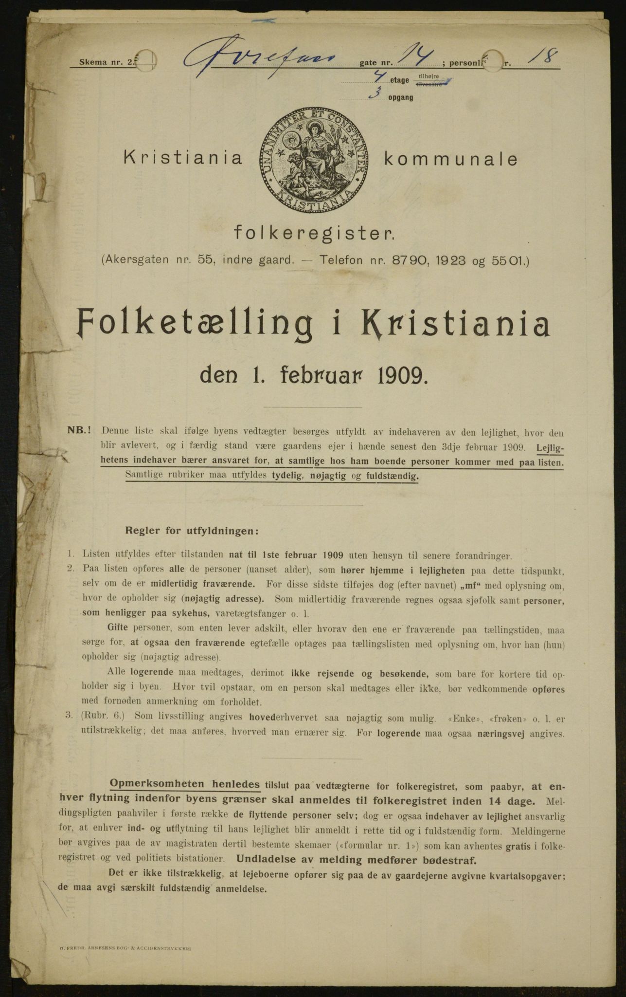 OBA, Kommunal folketelling 1.2.1909 for Kristiania kjøpstad, 1909, s. 117732