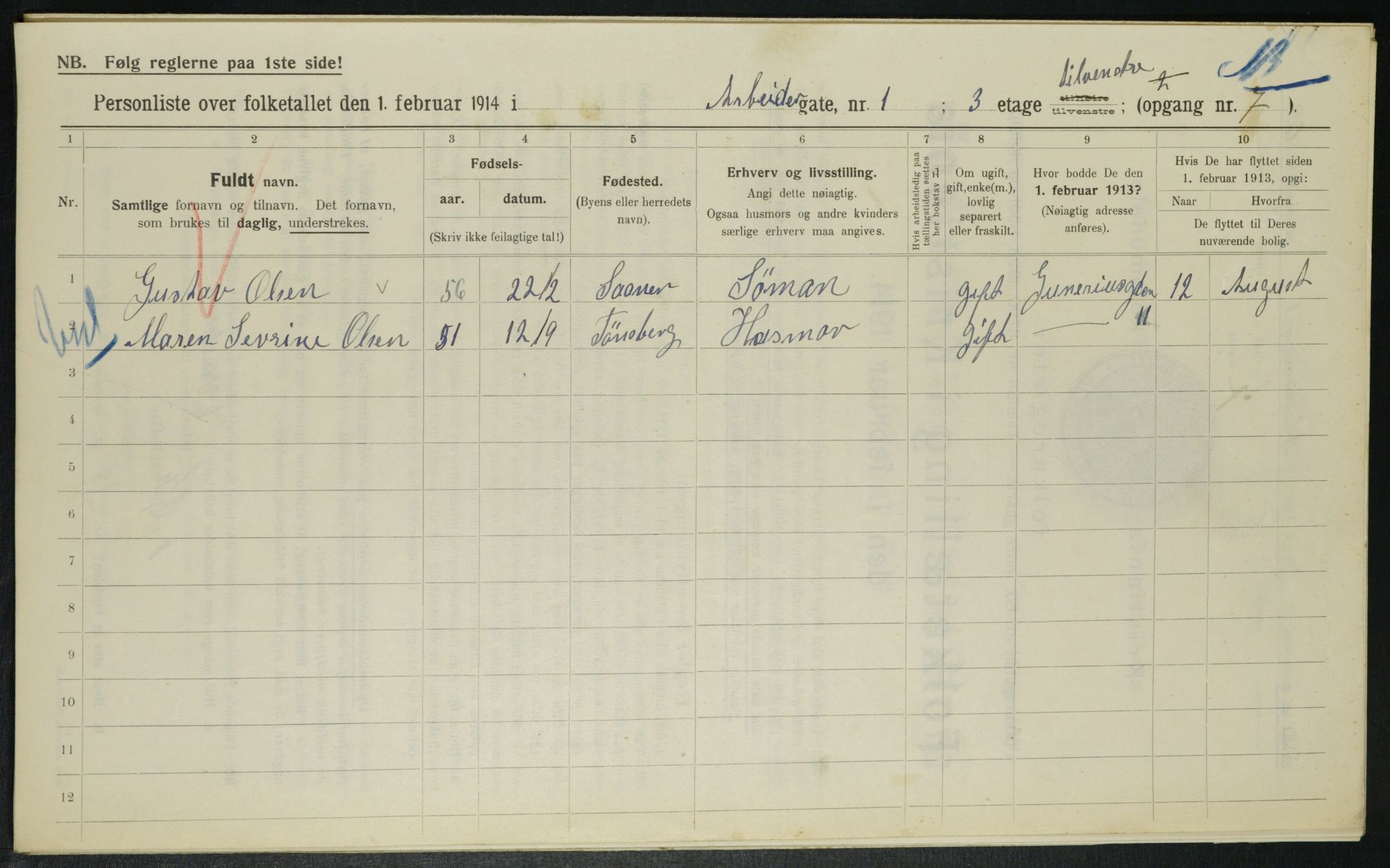 OBA, Kommunal folketelling 1.2.1914 for Kristiania, 1914, s. 1492