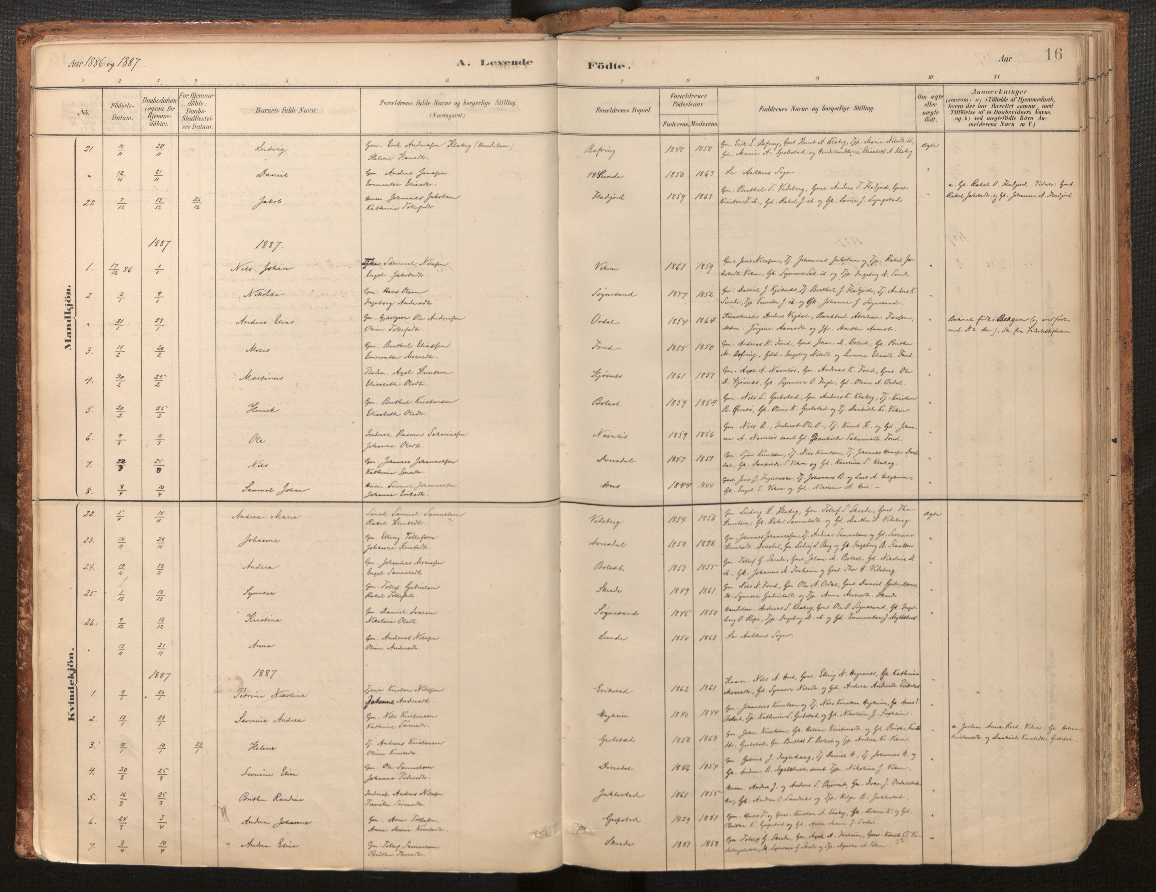 Jølster sokneprestembete, SAB/A-80701/H/Haa/Haac/L0001: Ministerialbok nr. C 1, 1882-1928, s. 16