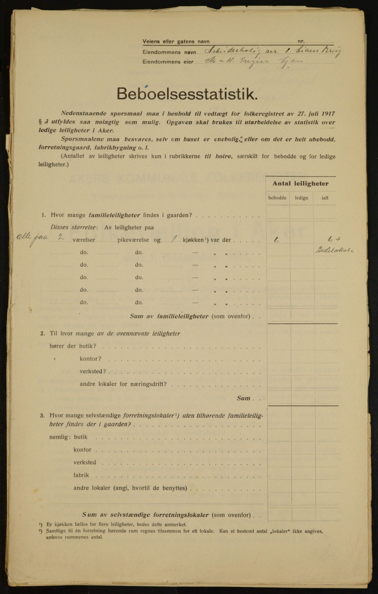 OBA, Kommunal folketelling 1.12.1917 for Aker, 1917, s. 16233