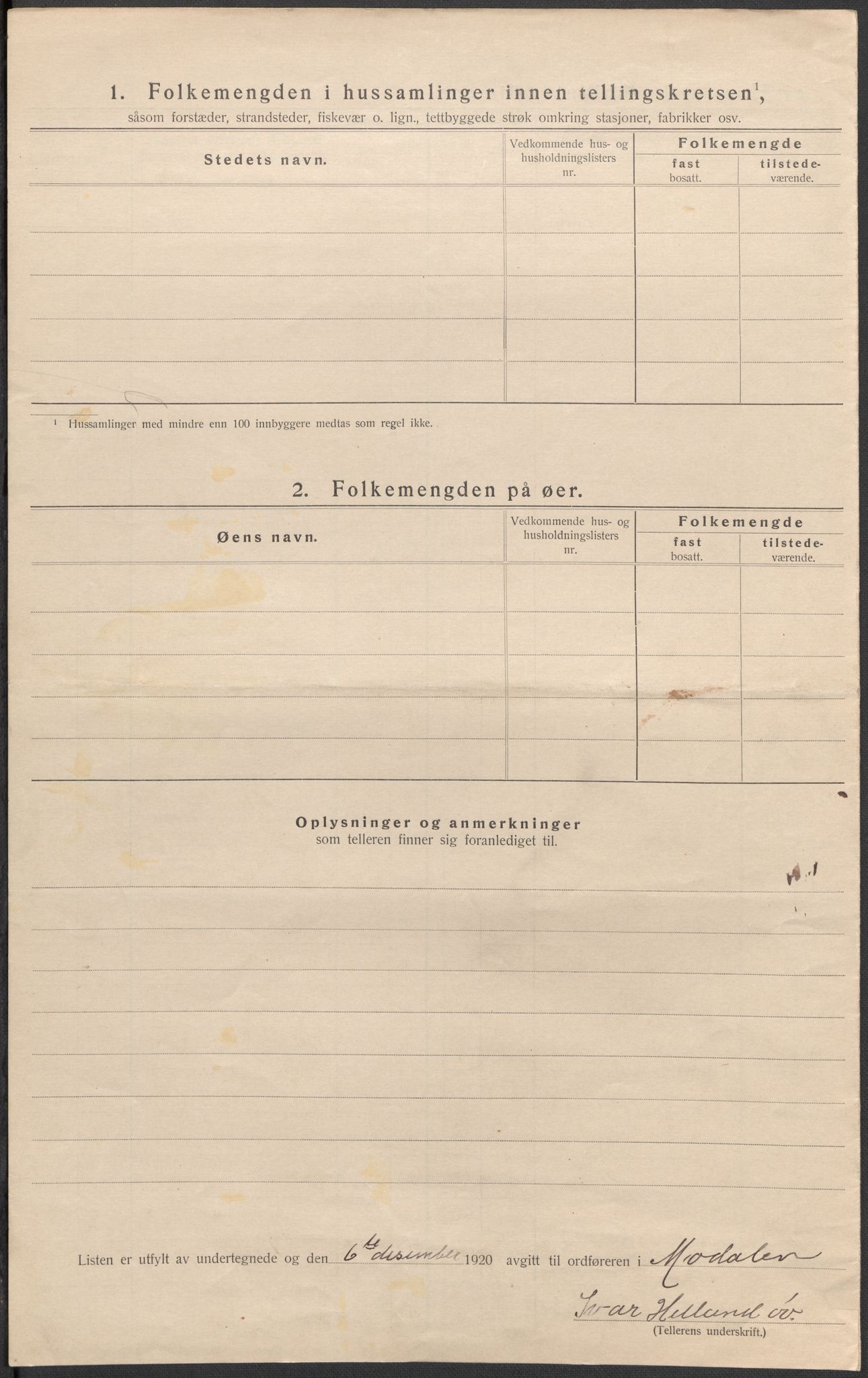 SAB, Folketelling 1920 for 1252 Modalen herred, 1920, s. 21