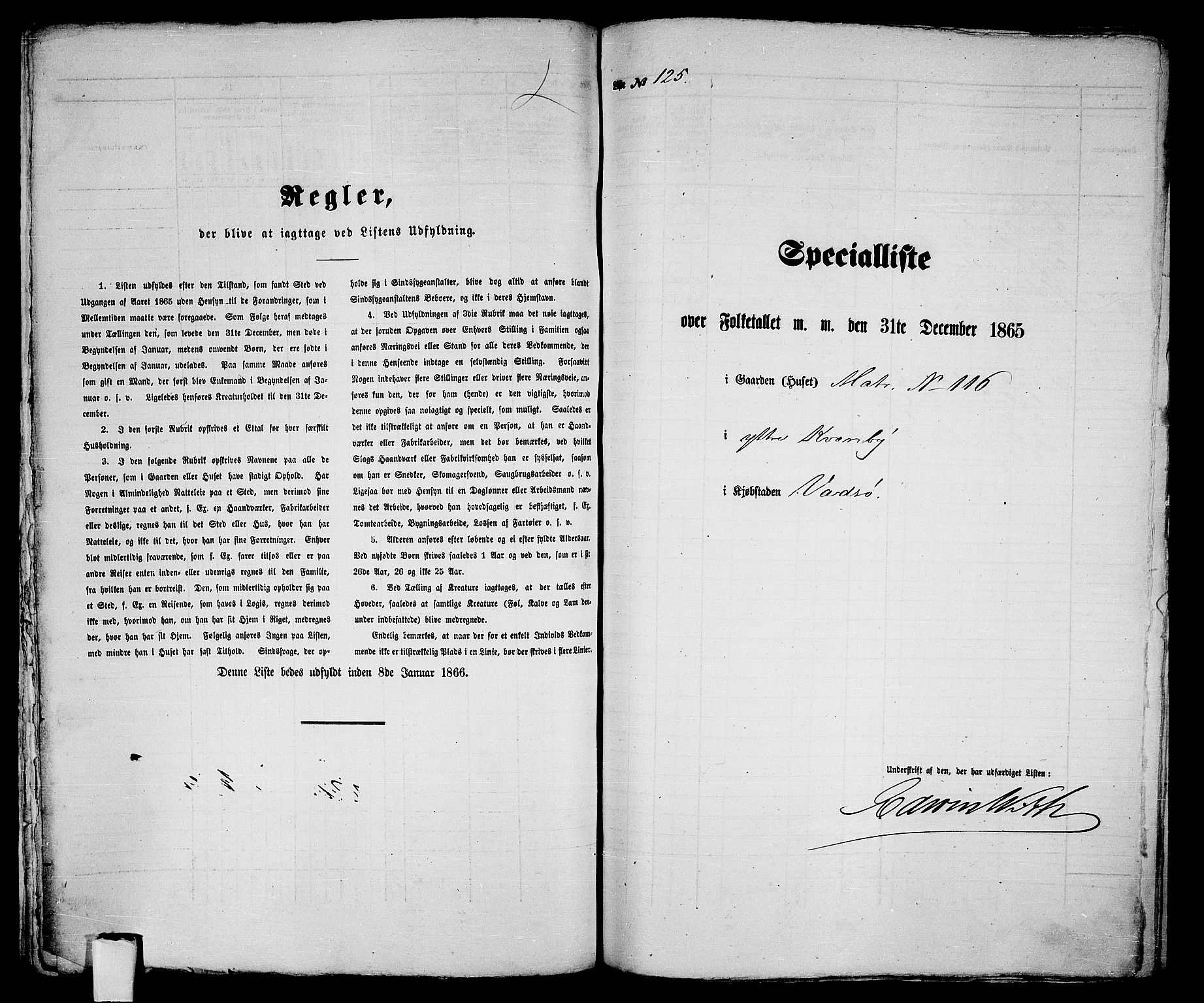 RA, Folketelling 1865 for 2003B Vadsø prestegjeld, Vadsø kjøpstad, 1865, s. 256