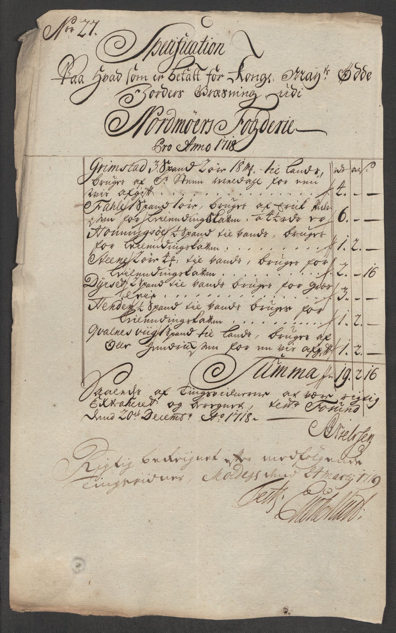 Rentekammeret inntil 1814, Reviderte regnskaper, Fogderegnskap, AV/RA-EA-4092/R56/L3751: Fogderegnskap Nordmøre, 1718, s. 191