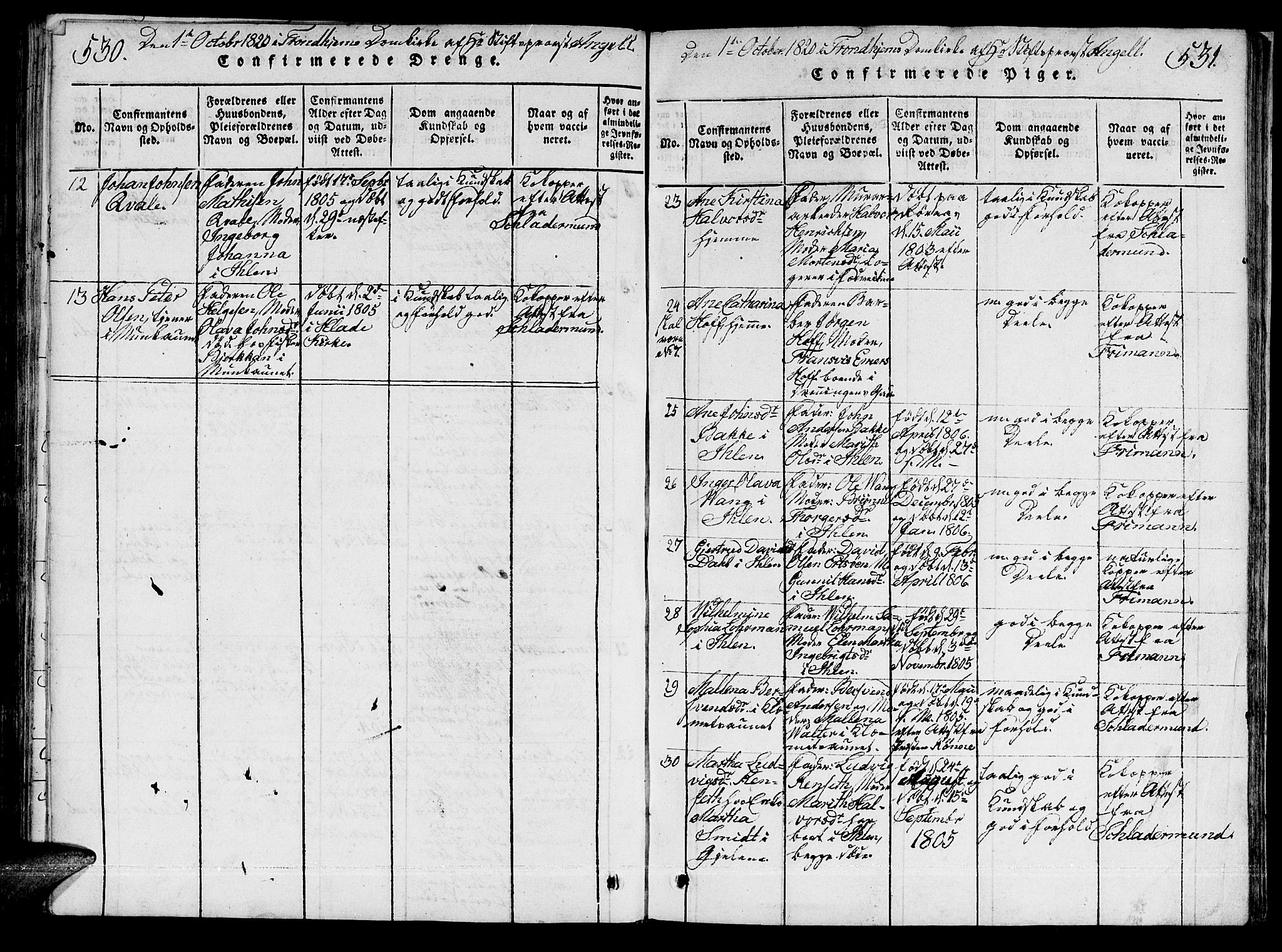 Ministerialprotokoller, klokkerbøker og fødselsregistre - Sør-Trøndelag, AV/SAT-A-1456/601/L0043: Ministerialbok nr. 601A11, 1815-1821, s. 530-531