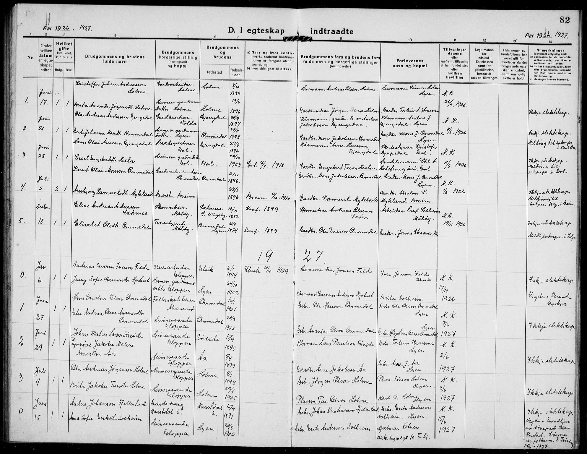 Gloppen sokneprestembete, SAB/A-80101/H/Hab/Habe/L0002: Klokkerbok nr. E 2, 1917-1933, s. 82