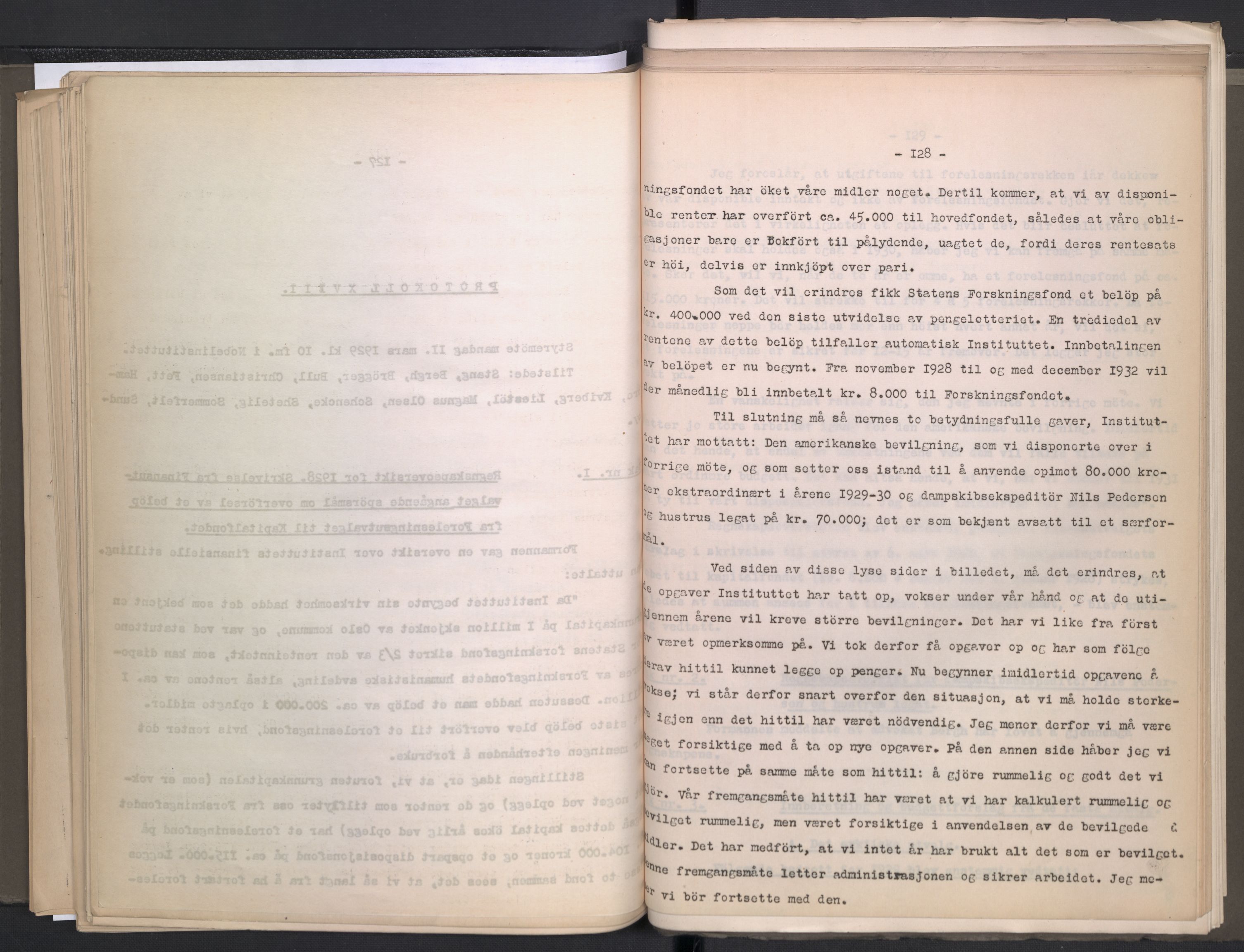 Instituttet for sammenlignende kulturforskning, AV/RA-PA-0424/A/L0005: Styreprotokoll, 1923-1930, s. 128