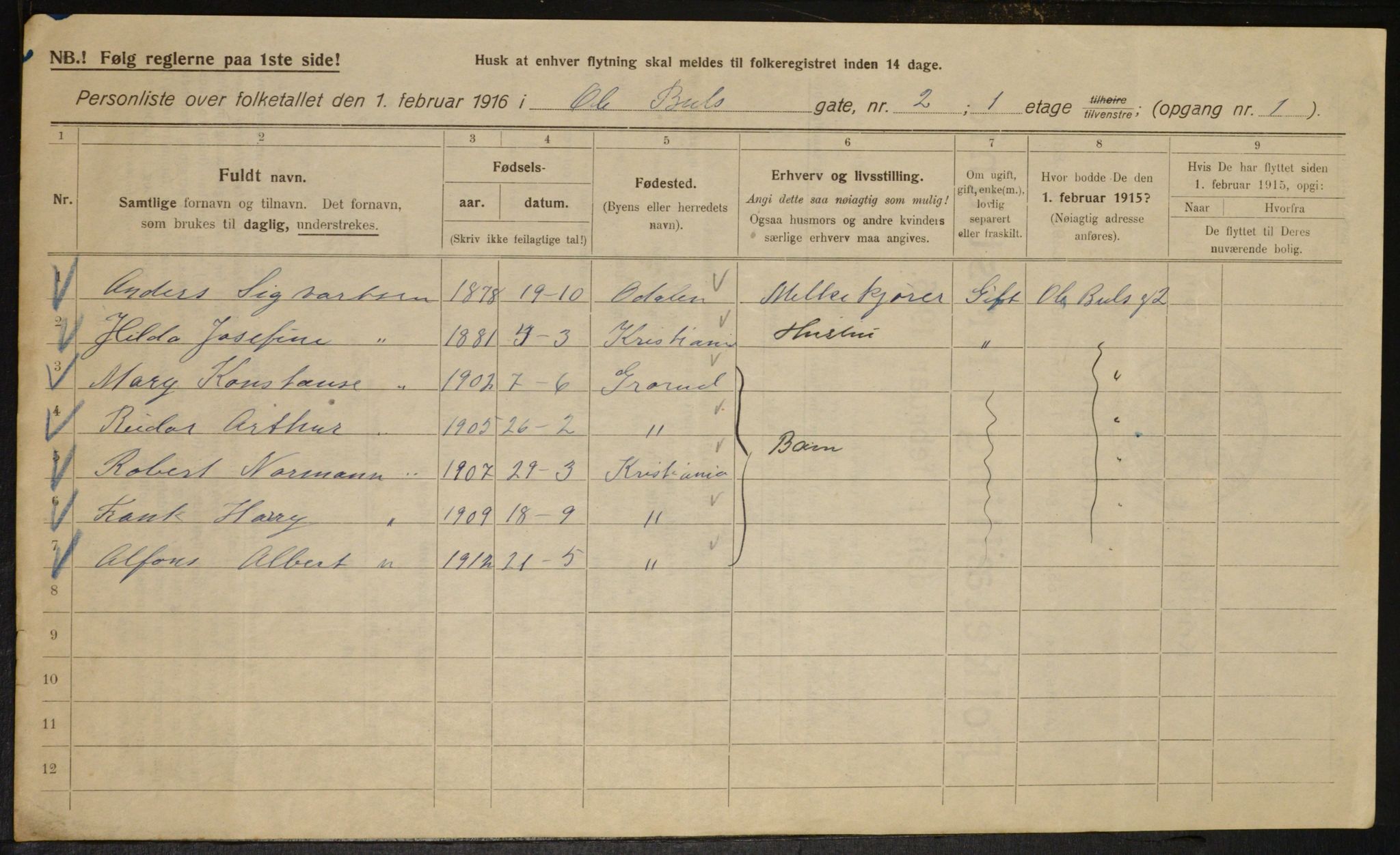 OBA, Kommunal folketelling 1.2.1916 for Kristiania, 1916, s. 77233