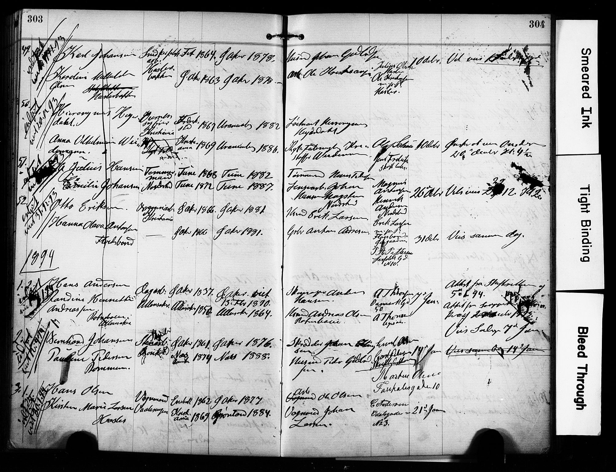 Østre Aker prestekontor Kirkebøker, AV/SAO-A-10840/H/Ha/L0004: Lysningsprotokoll nr. I 4, 1878-1901, s. 303-304