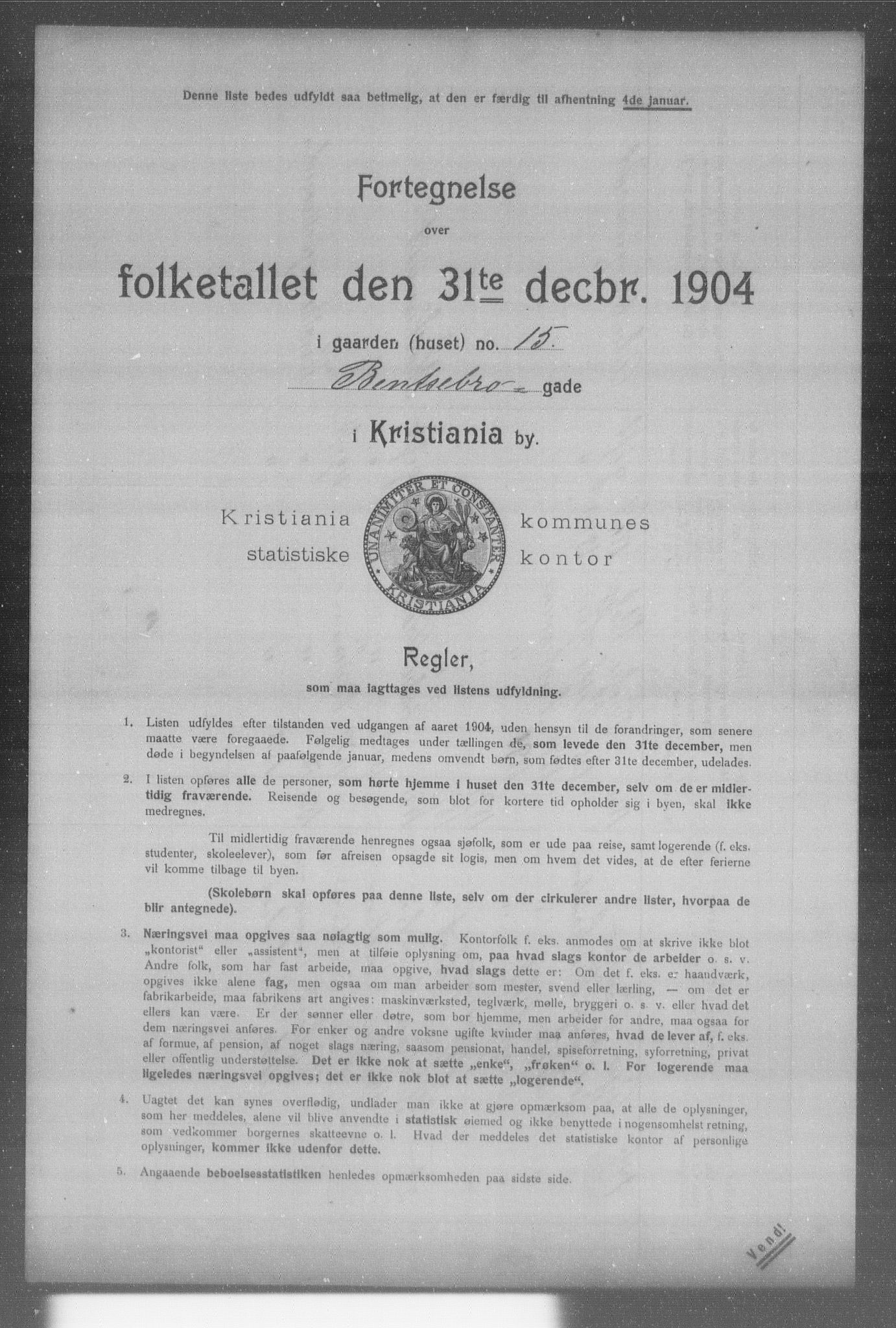 OBA, Kommunal folketelling 31.12.1904 for Kristiania kjøpstad, 1904, s. 834