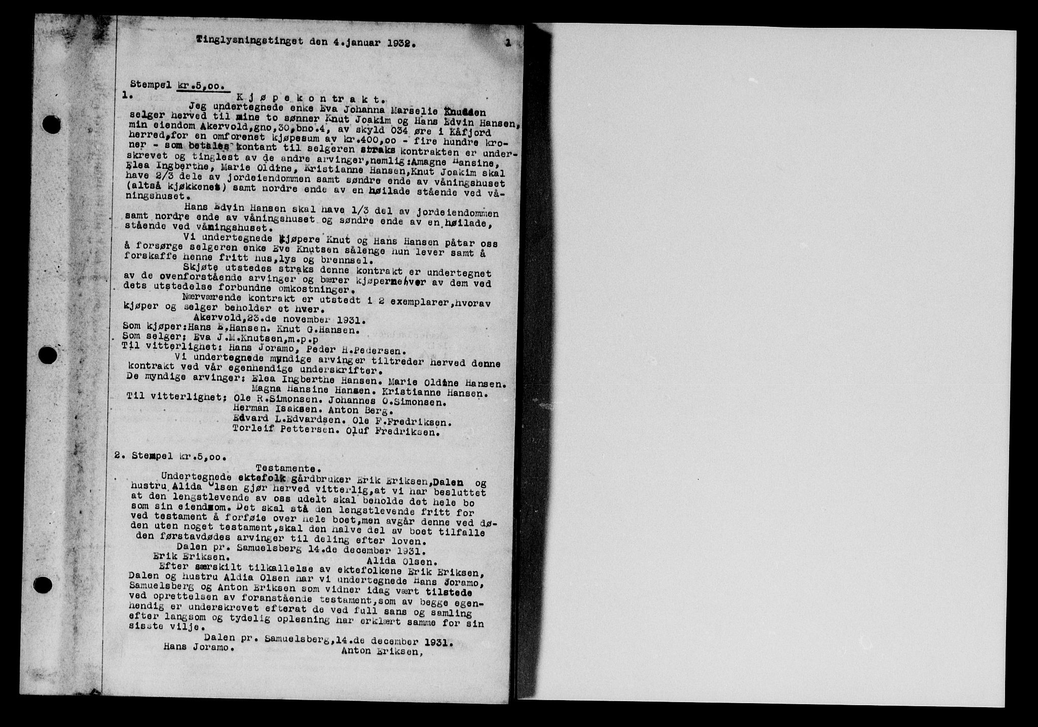 Lyngen sorenskriveri, AV/SATØ-SATØ-0052/1/G/Ge/L0019: Pantebok nr. 19, 1932-1932, s. 0-1