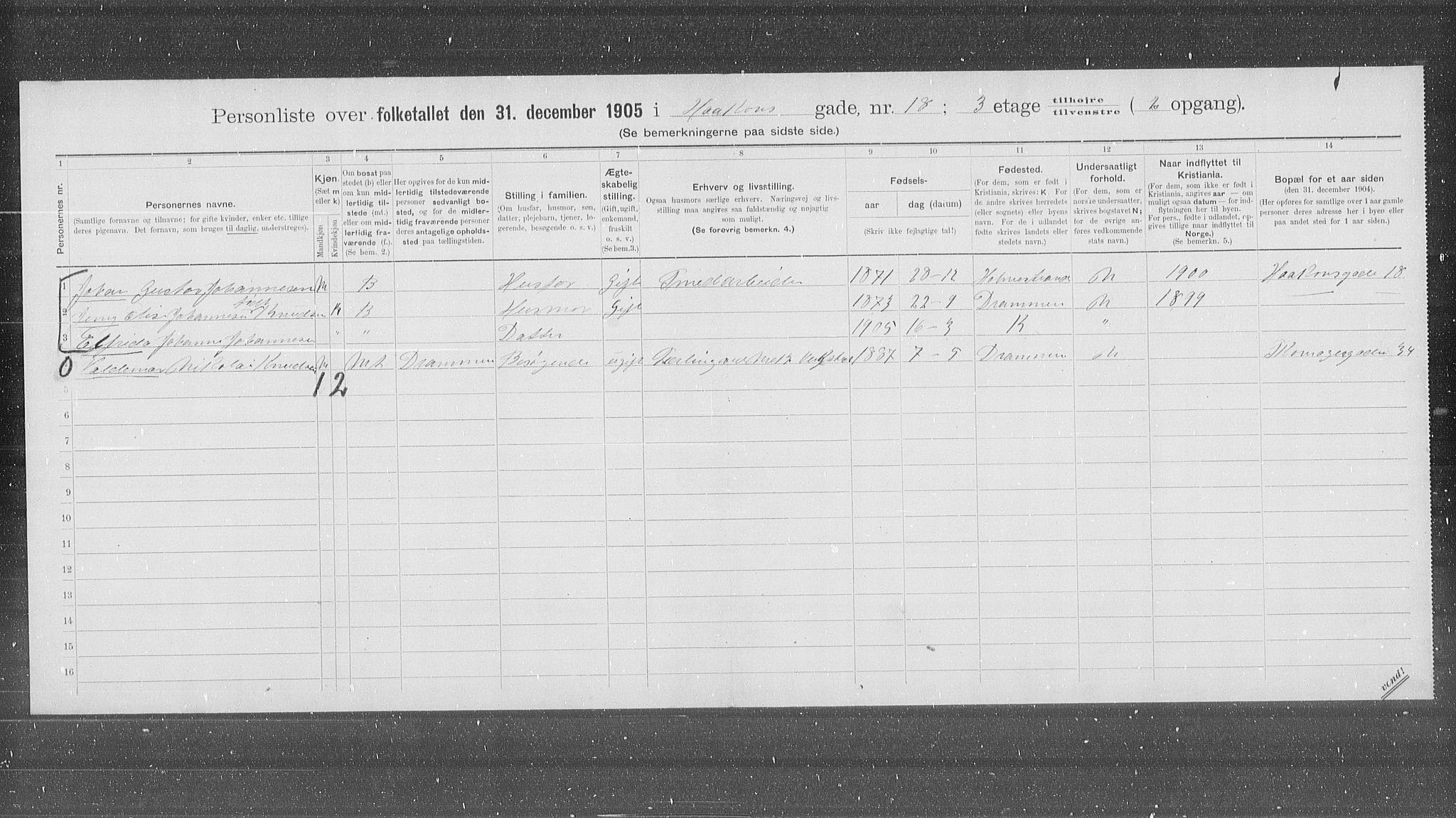 OBA, Kommunal folketelling 31.12.1905 for Kristiania kjøpstad, 1905, s. 22675